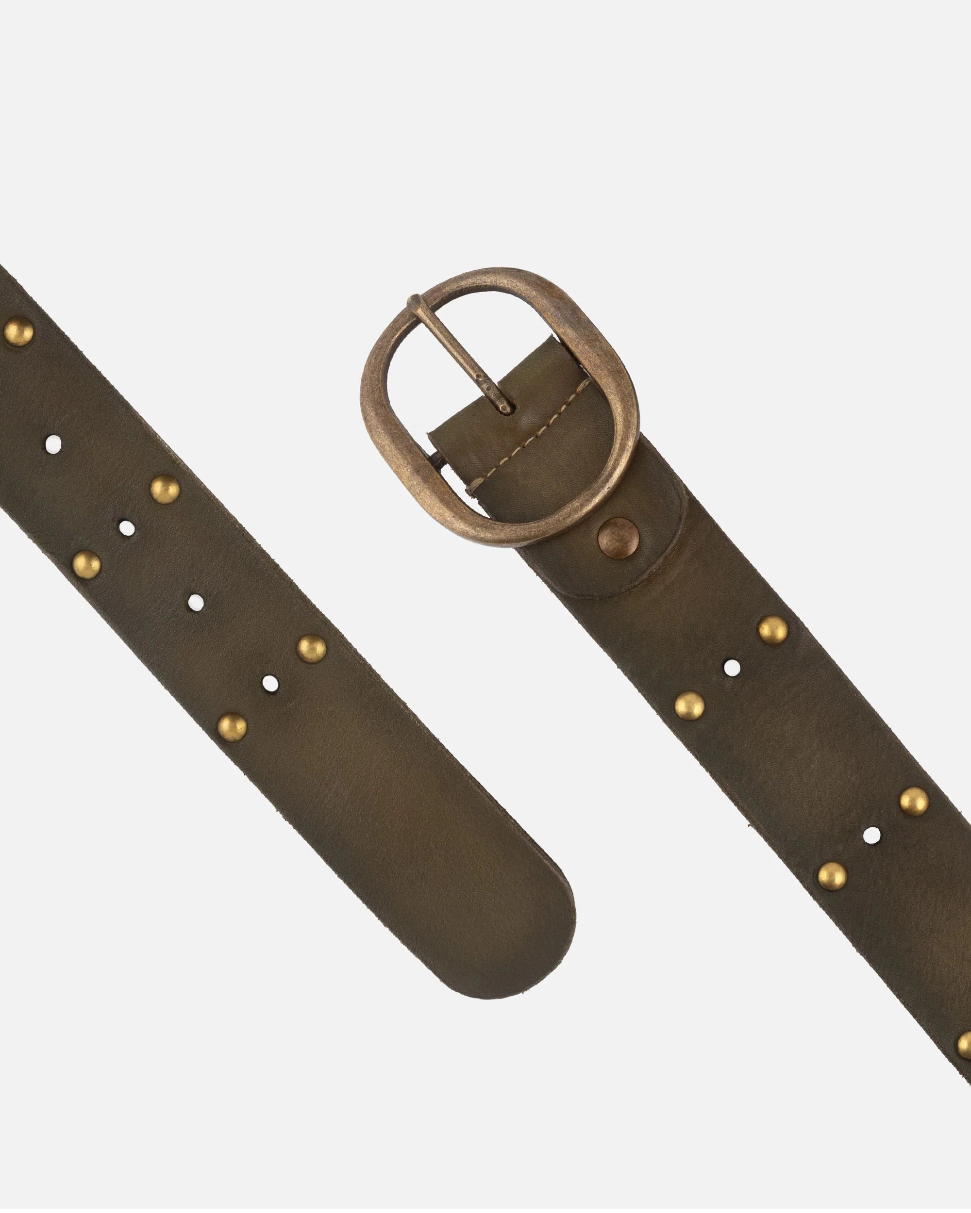 Amsterdam Heritage Olive Devi Antique Brass-Accented Leather Belt-Belts-Amsterdam Heritage-Deja Nu Boutique, Women's Fashion Boutique in Lampasas, Texas