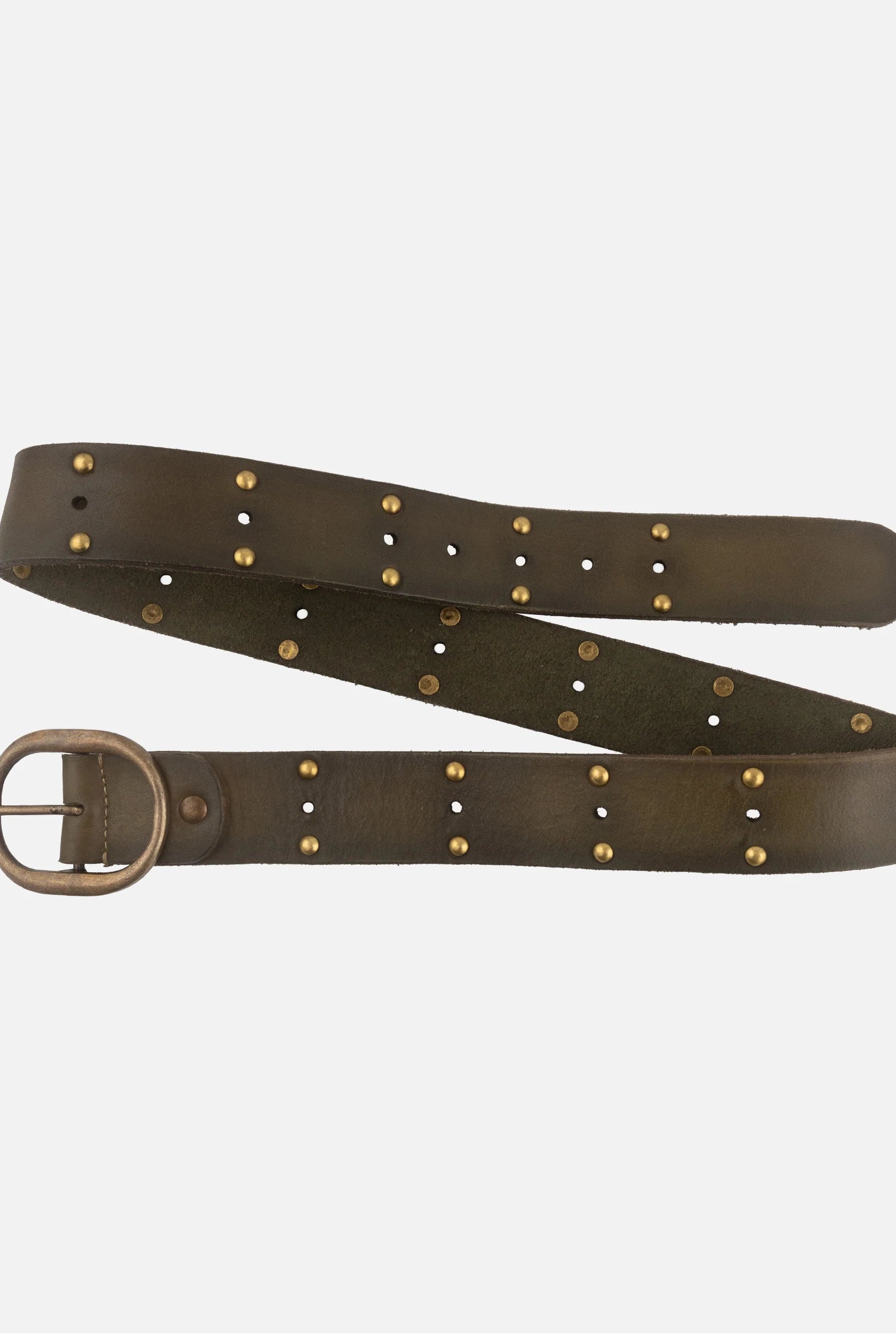Amsterdam Heritage Olive Devi Antique Brass-Accented Leather Belt-Belts-Amsterdam Heritage-Deja Nu Boutique, Women's Fashion Boutique in Lampasas, Texas