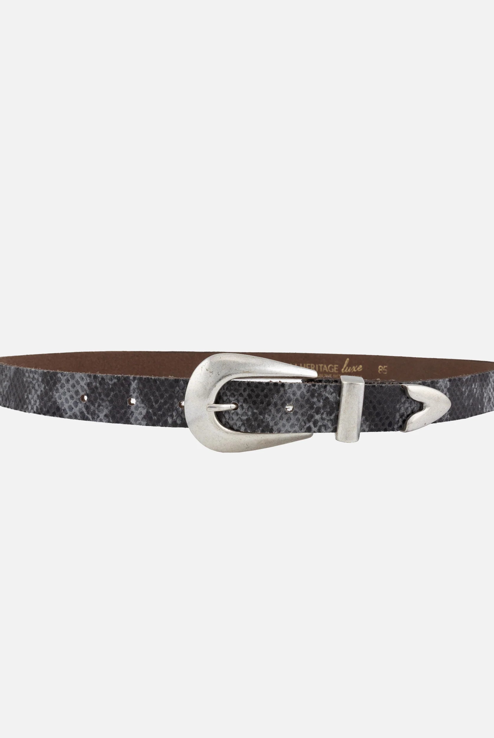 Amsterdam Heritage “Aiko” Dark Grey Western Snake Leather Belt-Belts-Amsterdam Heritage-Deja Nu Boutique, Women's Fashion Boutique in Lampasas, Texas