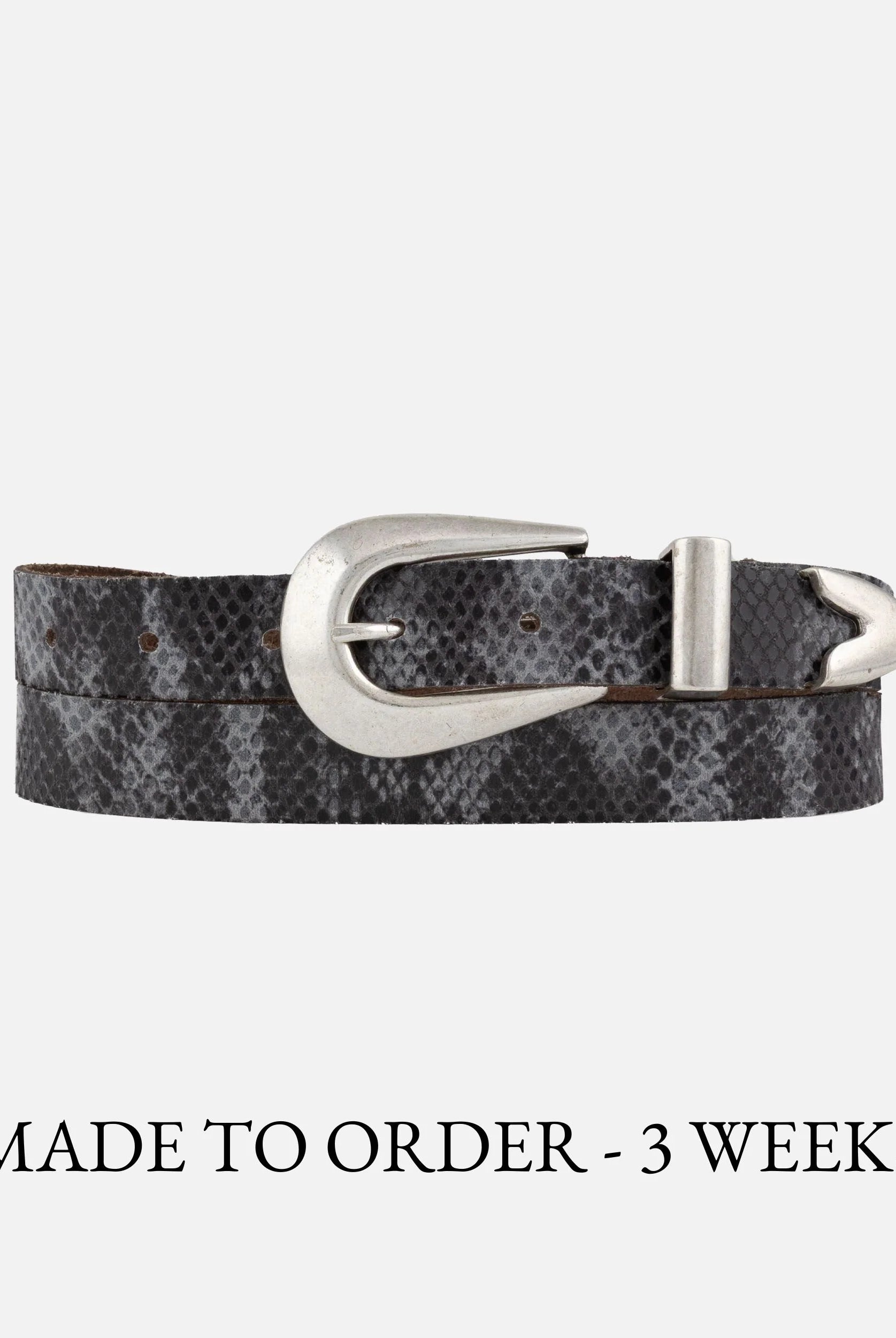 Amsterdam Heritage “Aiko” Dark Grey Western Snake Leather Belt-Belts-Amsterdam Heritage-Deja Nu Boutique, Women's Fashion Boutique in Lampasas, Texas