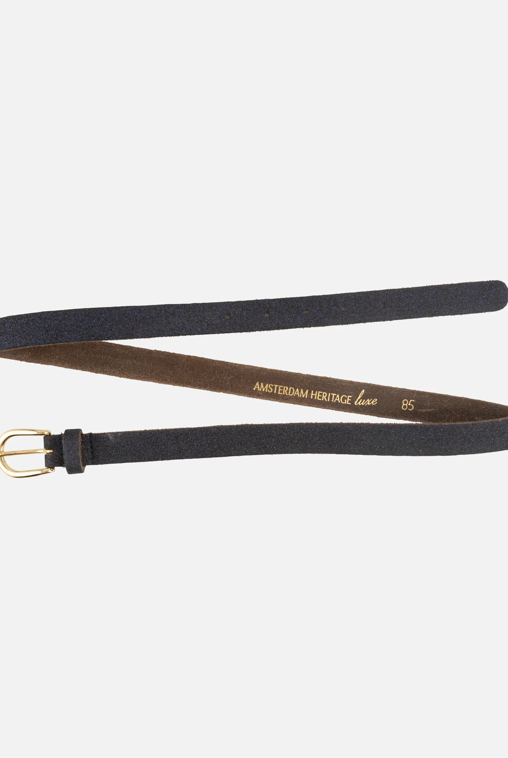 Amsterdam Heritage “Glitty” Blue Shimmer Leather Belt – Italian Nickel-Free Buckle (Handmade)-Belts-Amsterdam Heritage-Deja Nu Boutique, Women's Fashion Boutique in Lampasas, Texas