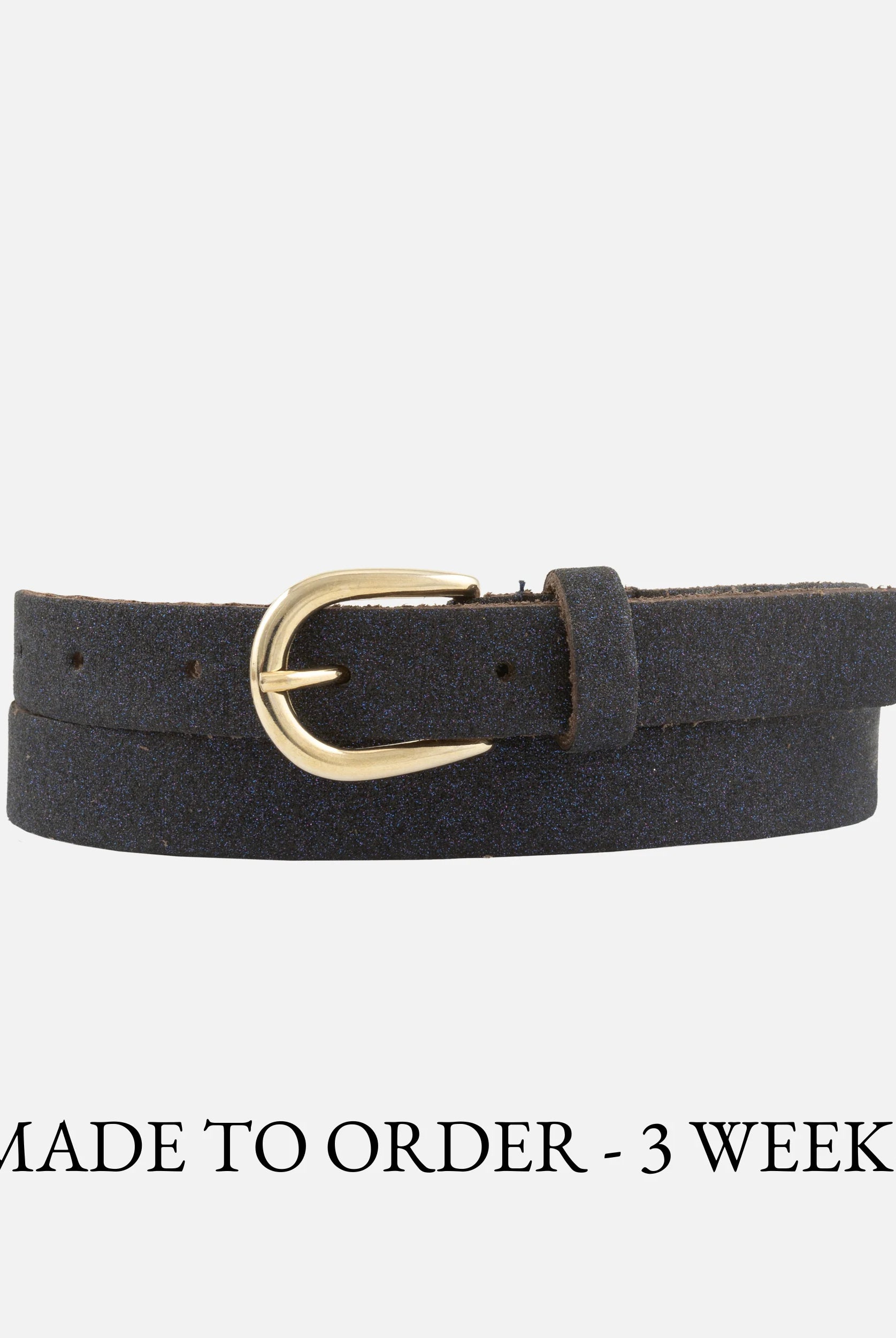 Amsterdam Heritage “Glitty” Blue Shimmer Leather Belt – Italian Nickel-Free Buckle (Handmade)-Belts-Amsterdam Heritage-Deja Nu Boutique, Women's Fashion Boutique in Lampasas, Texas