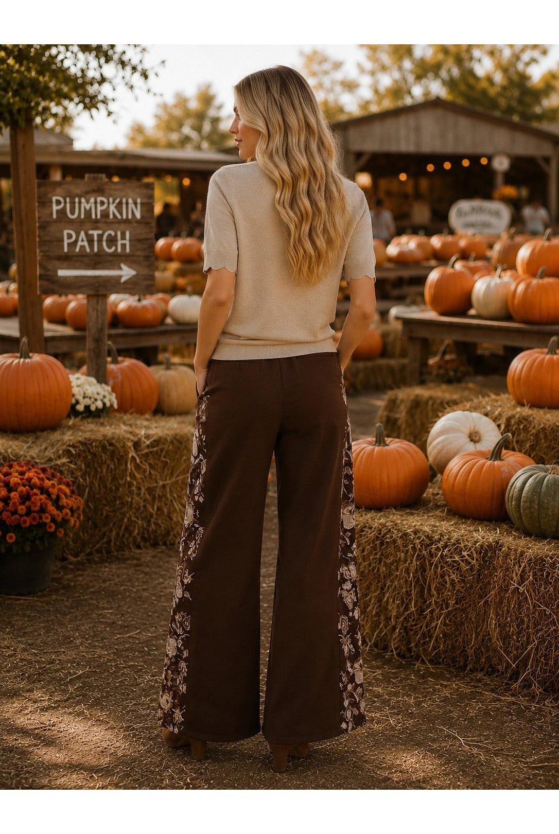 Apricot Scallop Neck & Sleeve Knit Tee in Stone-Tops-Apricot-Deja Nu Boutique, Women's Fashion Boutique in Lampasas, Texas