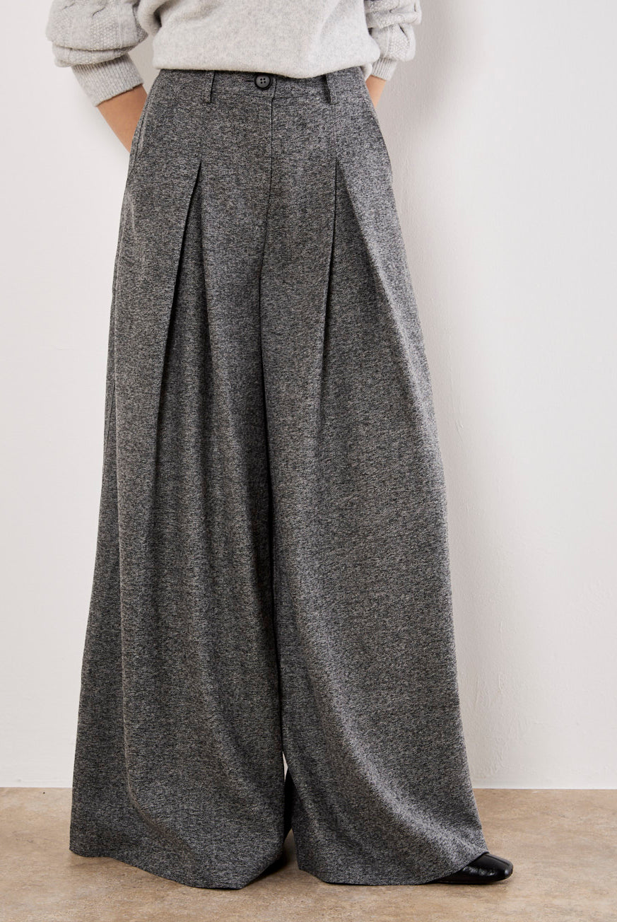 Apricot Grey Invert Pleat Wide Leg Tailored Trouser-bottoms-Apricot-Deja Nu Boutique, Women's Fashion Boutique in Lampasas, Texas