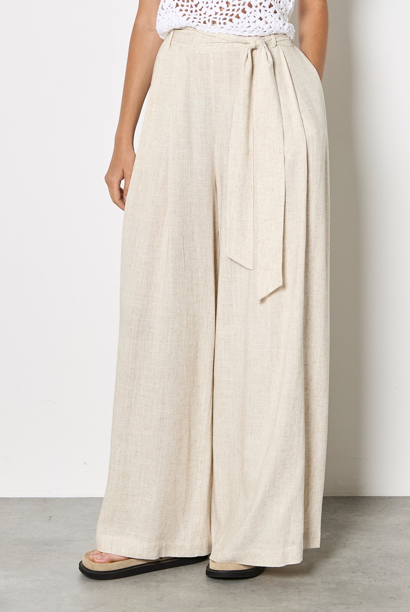 Apricot Stone Wide Leg Linen Trousers-Pants-Apricot-Deja Nu Boutique, Women's Fashion Boutique in Lampasas, Texas