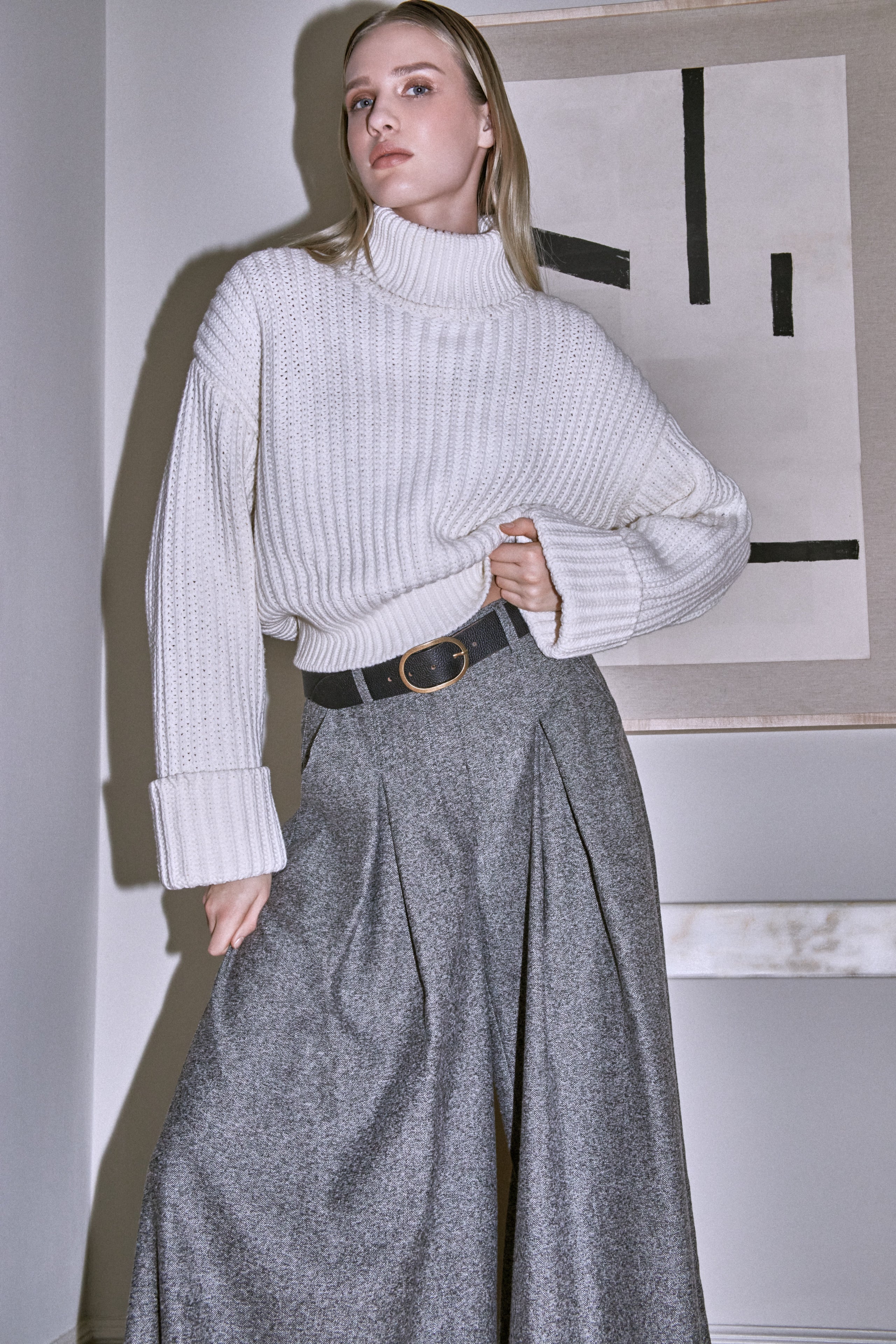 Apricot Grey Invert Pleat Wide Leg Tailored Trouser-bottoms-Apricot-Deja Nu Boutique, Women's Fashion Boutique in Lampasas, Texas