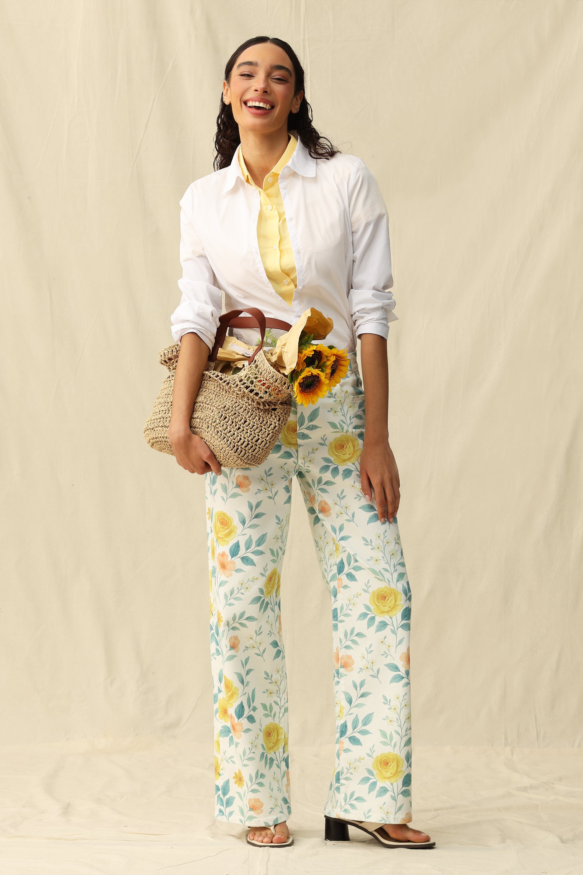 Bayeas Flora High Rise Wide Leg Jeans – Watercolor Bloom-Jeans-Bayeas-Deja Nu Boutique, Women's Fashion Boutique in Lampasas, Texas