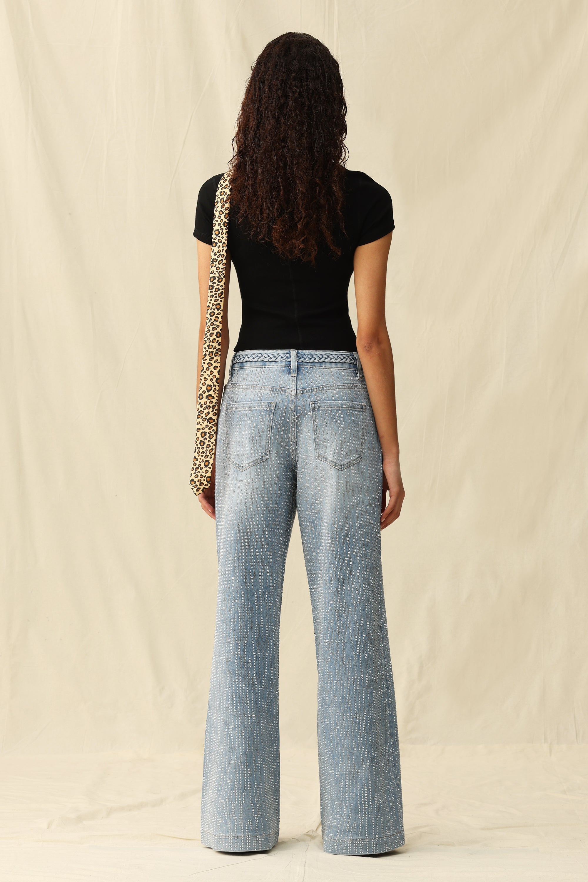 Bayeas Mid Rise Wide Leg Rhinestone Jeans-Jeans-Bayeas-Deja Nu Boutique, Women's Fashion Boutique in Lampasas, Texas