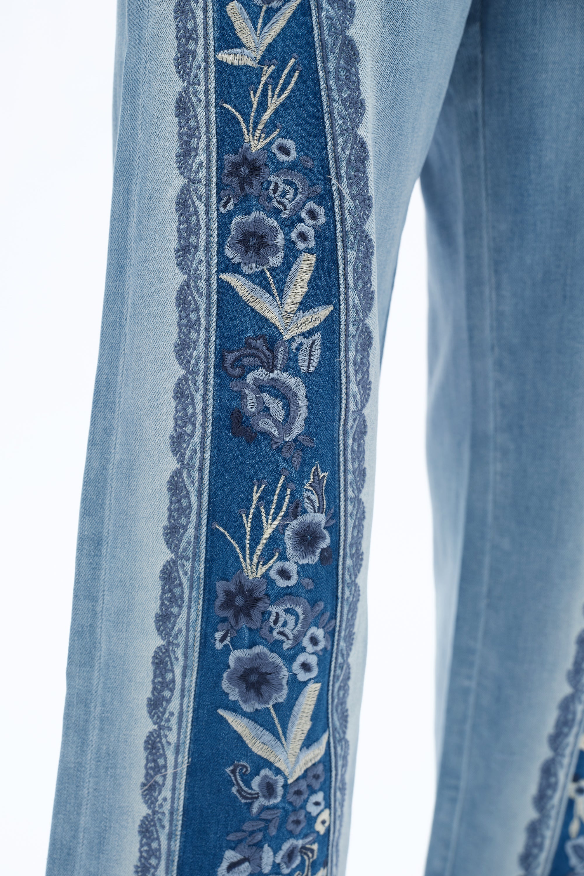 Bayeas Ultra High-Rise Embroidered Wide Leg Patchwork Jeans-Jeans-Bayeas-Deja Nu Boutique, Women's Fashion Boutique in Lampasas, Texas