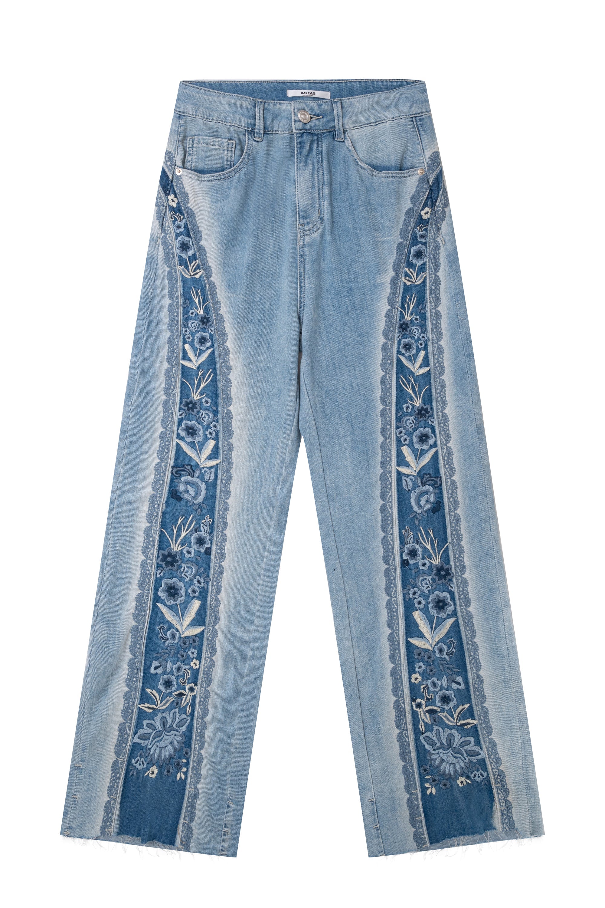 Bayeas Ultra High-Rise Embroidered Wide Leg Patchwork Jeans-Jeans-Bayeas-Deja Nu Boutique, Women's Fashion Boutique in Lampasas, Texas