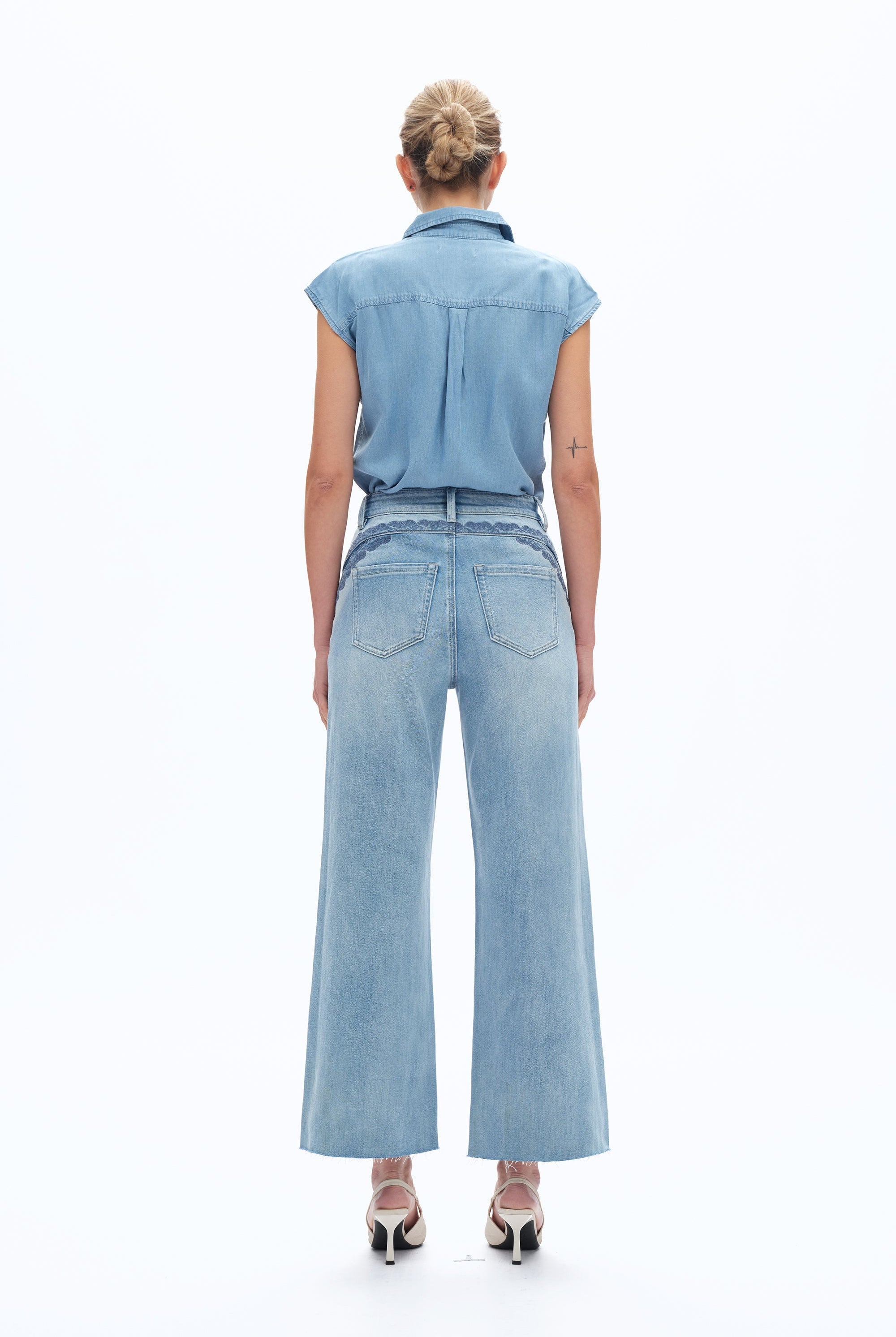 Bayeas Ultra High-Rise Embroidered Wide Leg Patchwork Jeans-Jeans-Bayeas-Deja Nu Boutique, Women's Fashion Boutique in Lampasas, Texas