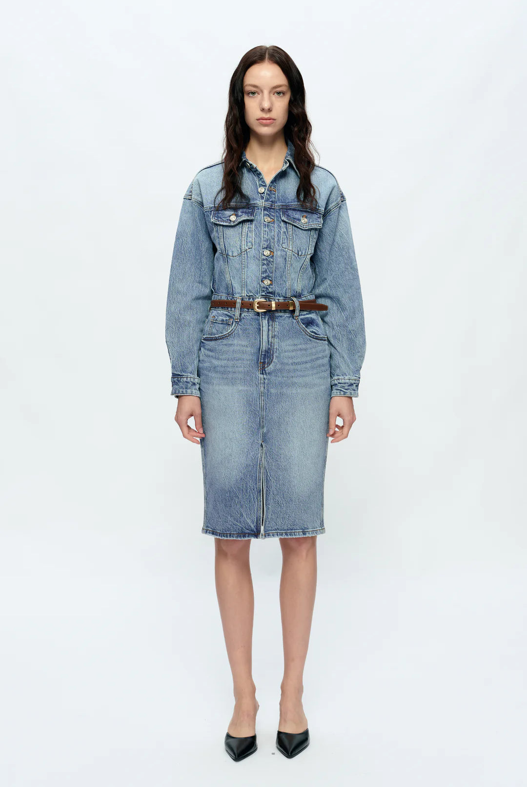 Bayeas Doris Long Sleeve Denim Dress in Island – Classic Meets Cool-Dresses-Bayeas-Deja Nu Boutique, Women's Fashion Boutique in Lampasas, Texas