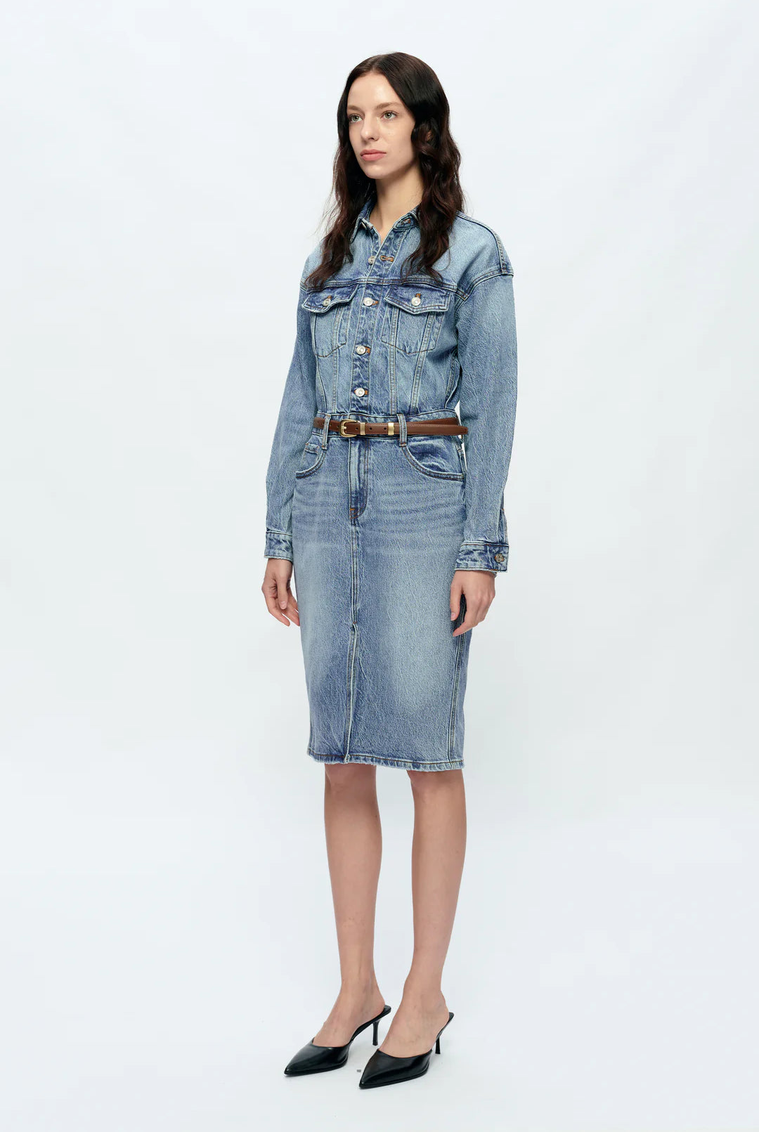 Bayeas Doris Long Sleeve Denim Dress in Island – Classic Meets Cool-Dresses-Bayeas-Deja Nu Boutique, Women's Fashion Boutique in Lampasas, Texas