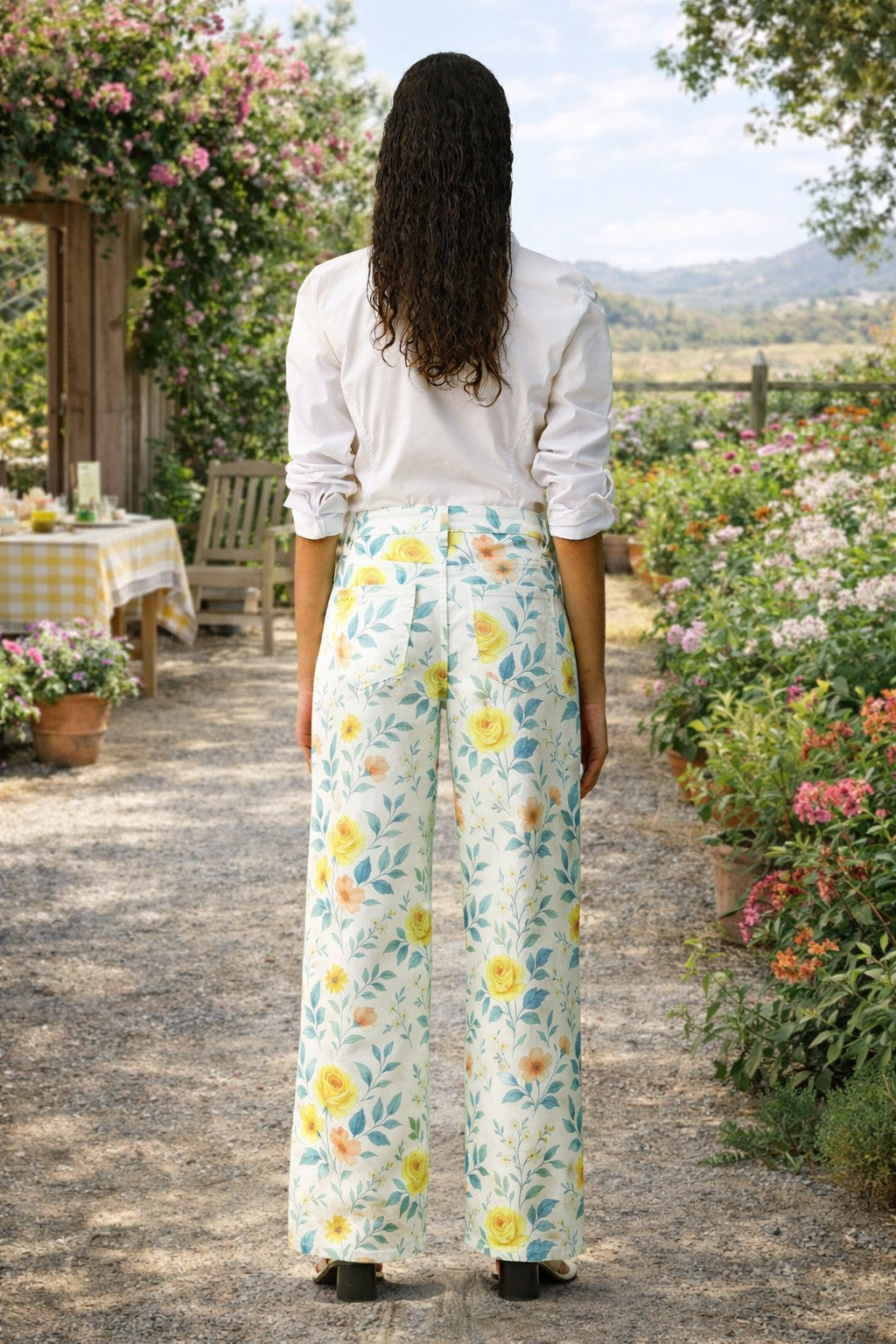 Bayeas Flora High Rise Wide Leg Jeans – Watercolor Bloom-Jeans-Bayeas-Deja Nu Boutique, Women's Fashion Boutique in Lampasas, Texas