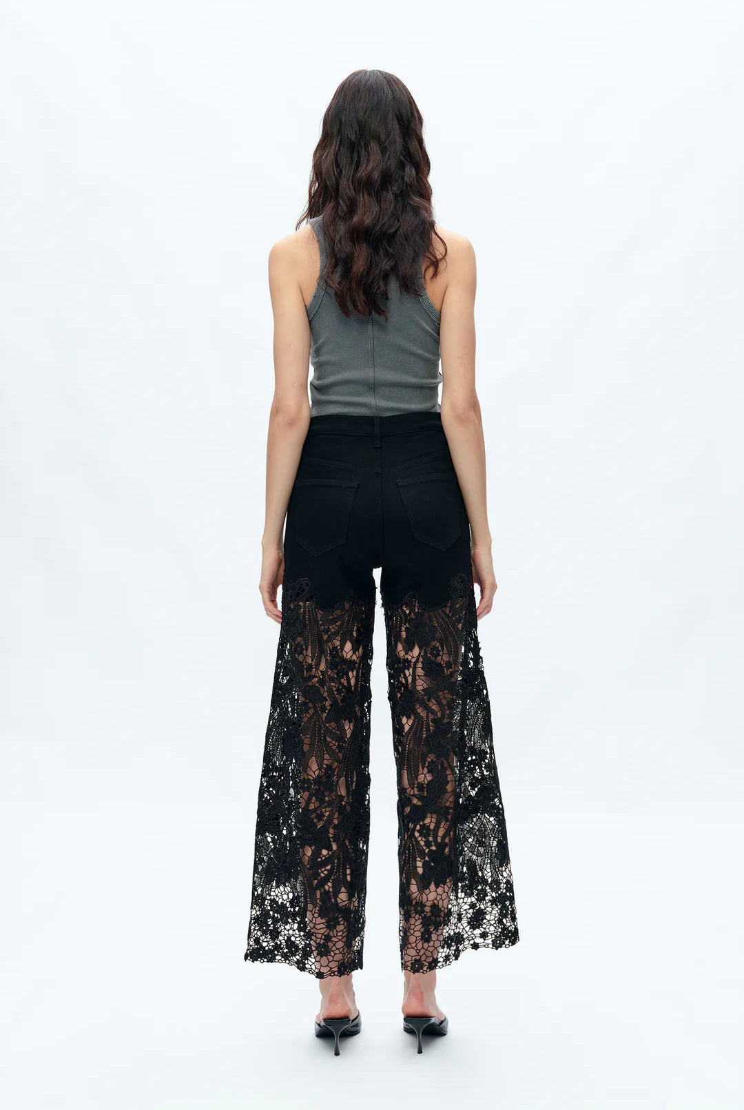 Bayeas Lesley Black High Rise Lace Wide Leg Jeans with Rhinestones-Jeans-Bayeas-Deja Nu Boutique, Women's Fashion Boutique in Lampasas, Texas