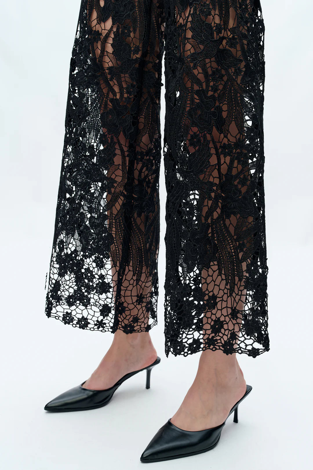 Bayeas Lesley Black High Rise Lace Wide Leg Jeans with Rhinestones-Jeans-Bayeas-Deja Nu Boutique, Women's Fashion Boutique in Lampasas, Texas