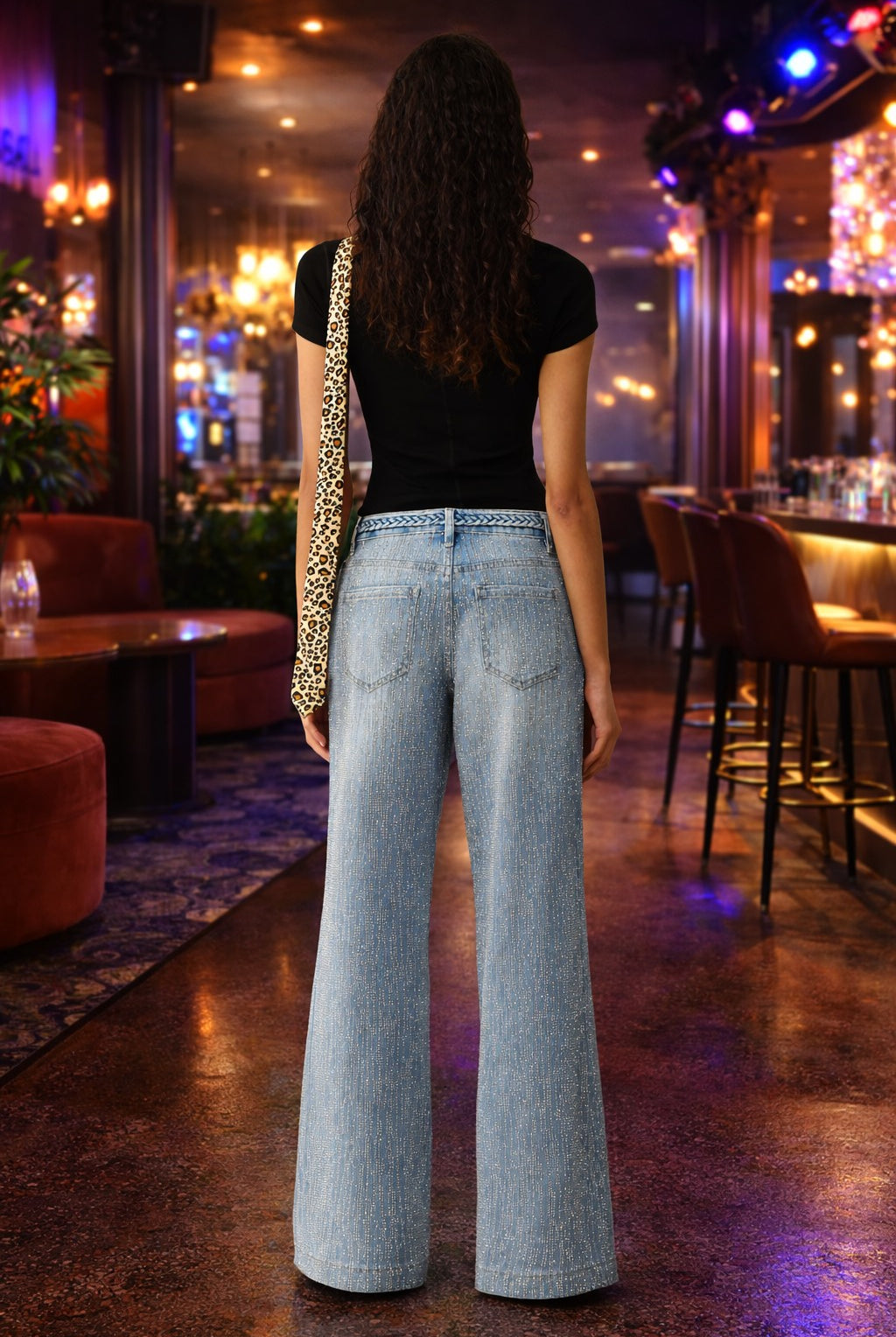 Bayeas Mid Rise Wide Leg Rhinestone Jeans-Jeans-Bayeas-Deja Nu Boutique, Women's Fashion Boutique in Lampasas, Texas