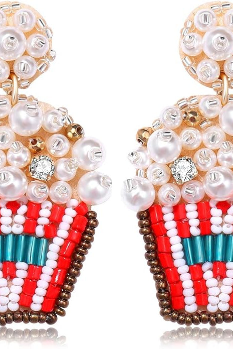 Beaded Popcorn Statement Earrings – Pearl & Crystal Embellished Dangle Fun-Earrings-Deja Nu Tx-Deja Nu Boutique, Women's Fashion Boutique in Lampasas, Texas