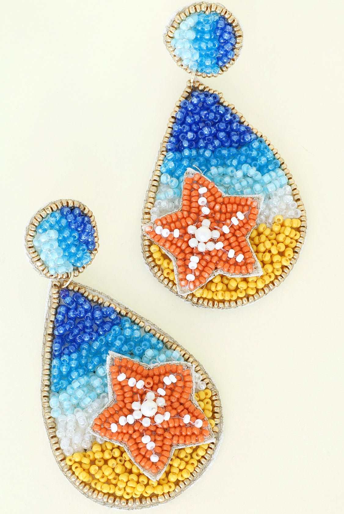 Beaded Starfish And Teardrop Shaped Shore Earrings-Earrings-Deja Nu Tx-Deja Nu Boutique, Women's Fashion Boutique in Lampasas, Texas