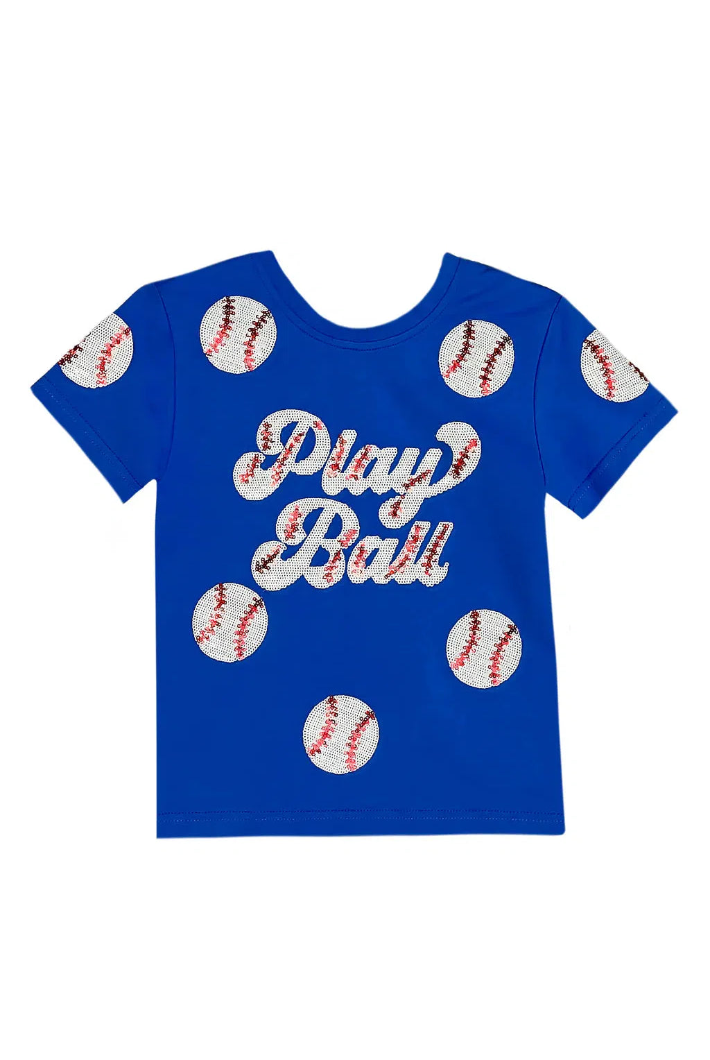Belle Cher Royal Blue "Play Ball" Sequin Baseball Tee-Tops-Belle Cher-Deja Nu Boutique, Women's Fashion Boutique in Lampasas, Texas