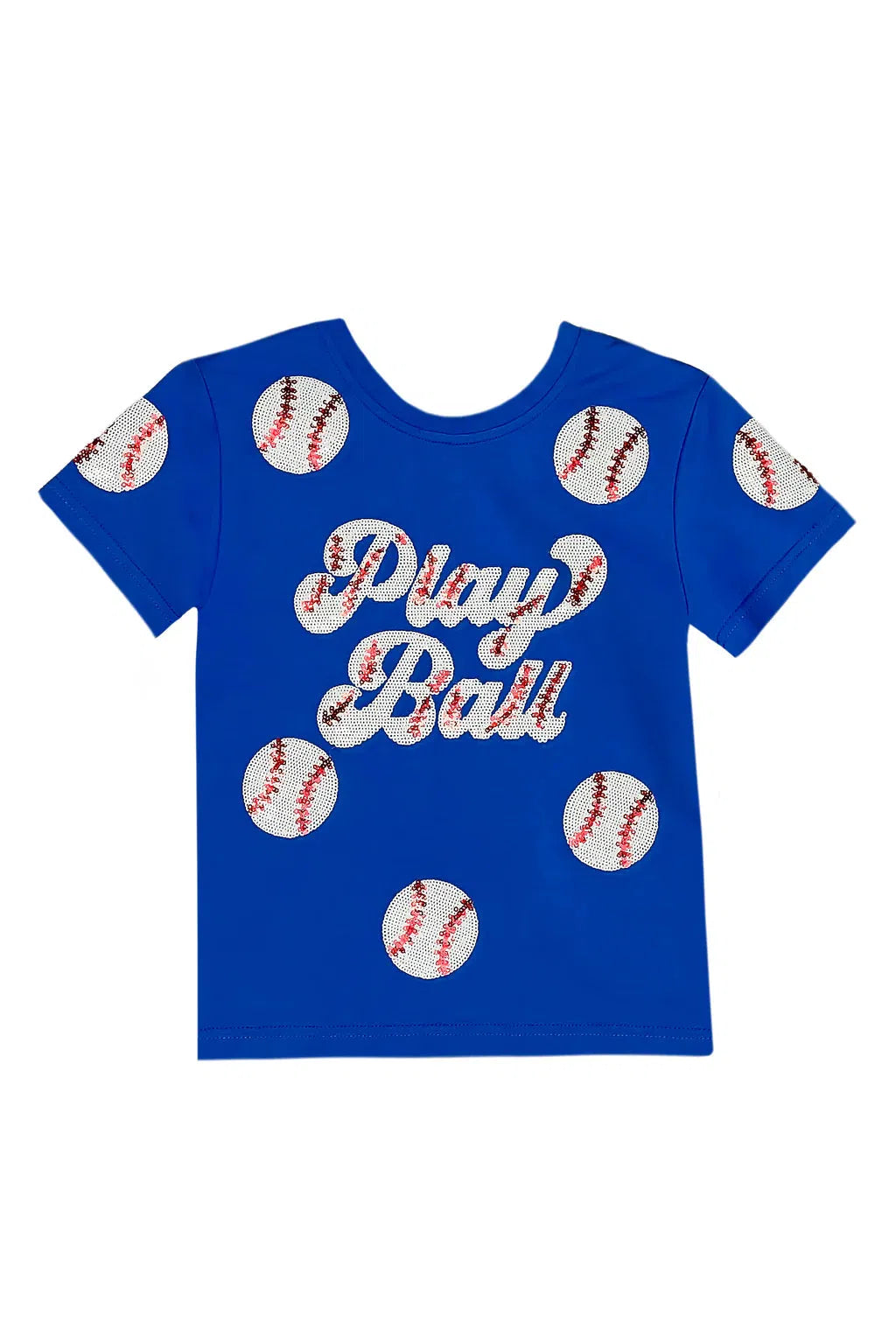 Belle Cher Royal Blue "Play Ball" Sequin Baseball Tee-Tops-Belle Cher-Deja Nu Boutique, Women's Fashion Boutique in Lampasas, Texas