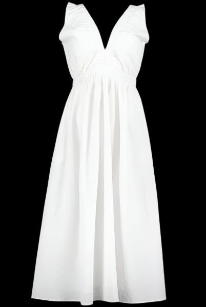 Bishop + Young Melina Seersucker Midi Dress in Shell White-Midi Dresses-Bishop And Young-Deja Nu Boutique, Women's Fashion Boutique in Lampasas, Texas