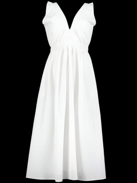 Bishop + Young Melina Seersucker Midi Dress in Shell White-Midi Dresses-Bishop And Young-Deja Nu Boutique, Women's Fashion Boutique in Lampasas, Texas