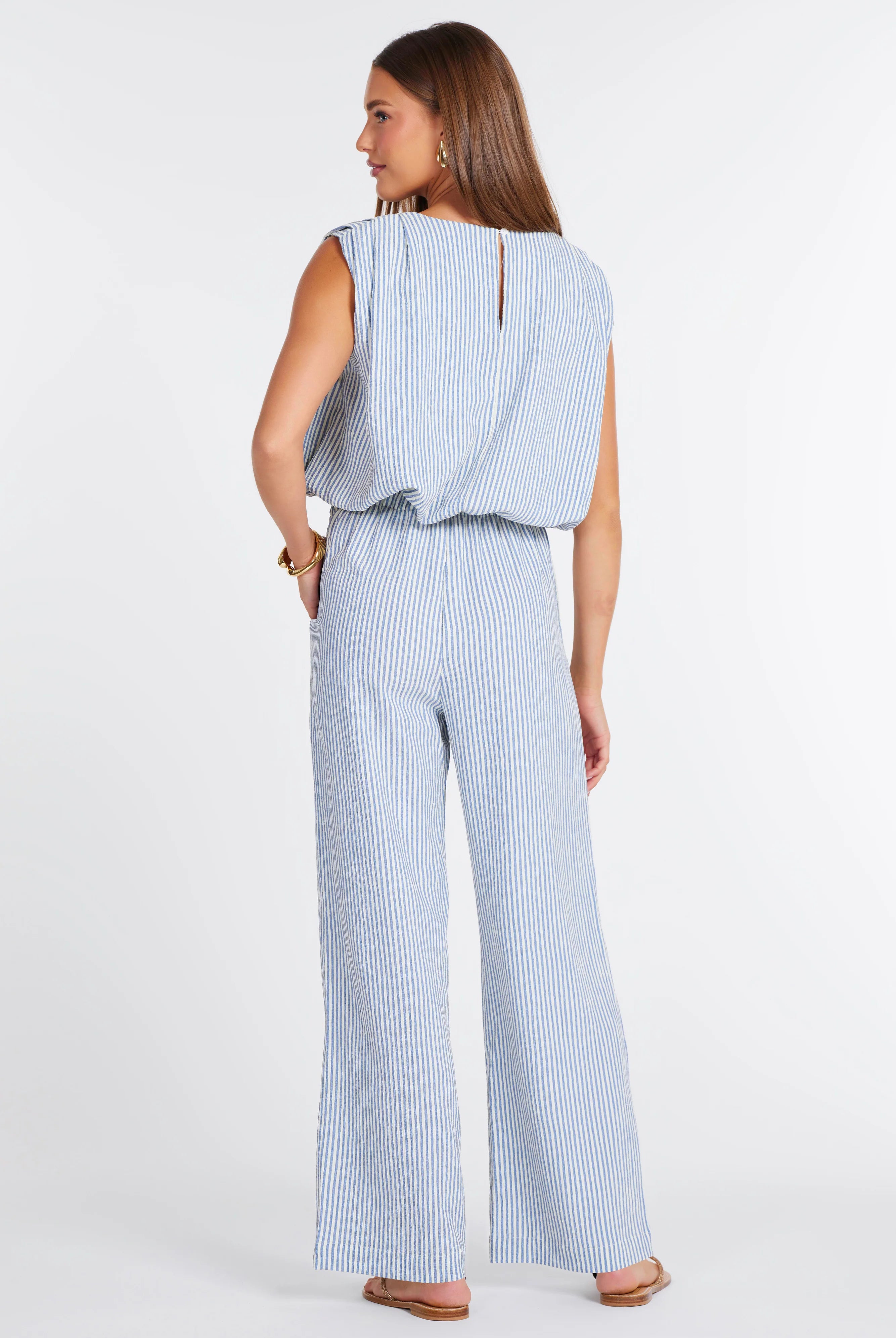 Bishop + Young Serafina Stripe Bubble Top in Blue and White-Tops-Bishop And Young-Deja Nu Boutique, Women's Fashion Boutique in Lampasas, Texas