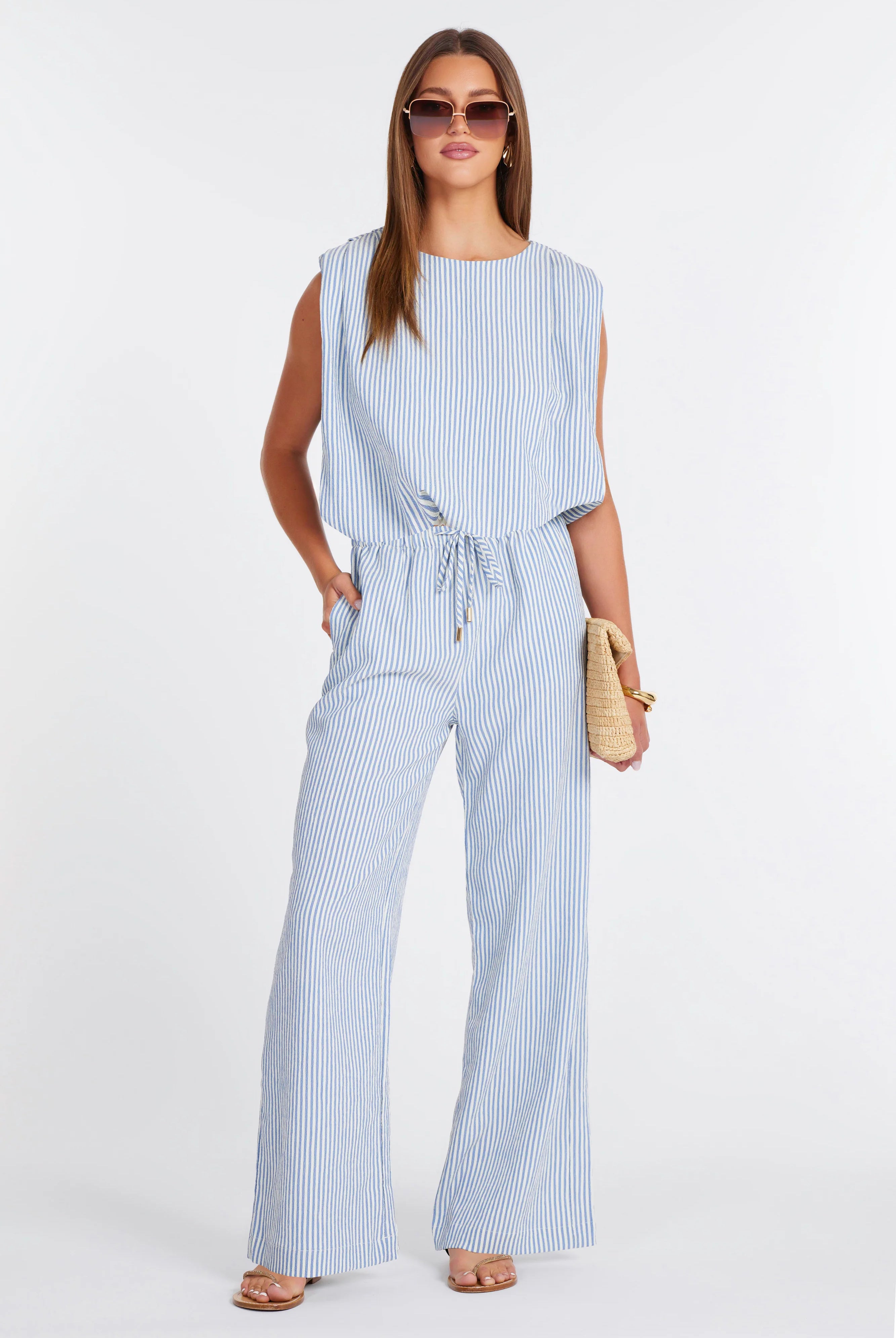 Bishop + Young Serafina Stripe Pant in Blue and White-Bottoms-Bishop And Young-Deja Nu Boutique, Women's Fashion Boutique in Lampasas, Texas