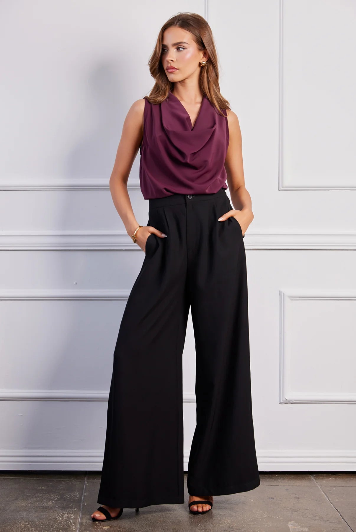 Bishop + Young Marbella Wide Leg Pant In Black-Pants-Bishop And Young-Deja Nu Boutique, Women's Fashion Boutique in Lampasas, Texas