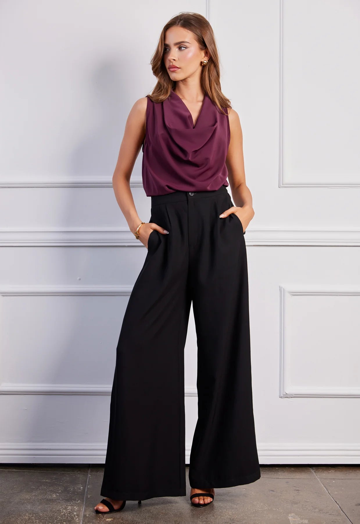 Bishop + Young Marbella Wide Leg Pant In Black-Pants-Bishop And Young-Deja Nu Boutique, Women's Fashion Boutique in Lampasas, Texas