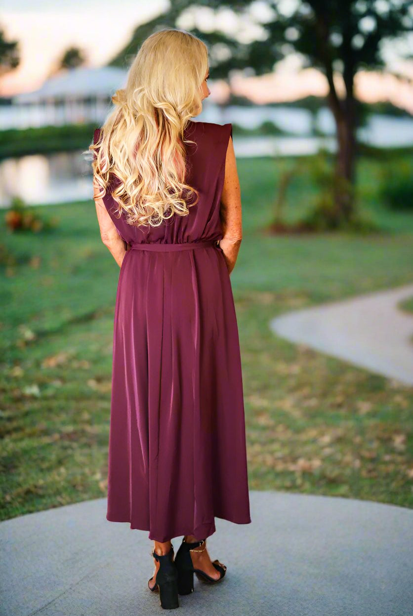 Bishop + Young Object Of Affection Aeries Wrap Dress In Bordeaux-Dresses-Bishop And Young-Deja Nu Boutique, Women's Fashion Boutique in Lampasas, Texas