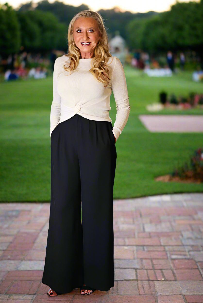 Bishop + Young Marbella Wide Leg Pant In Black-Pants-Bishop And Young-Deja Nu Boutique, Women's Fashion Boutique in Lampasas, Texas