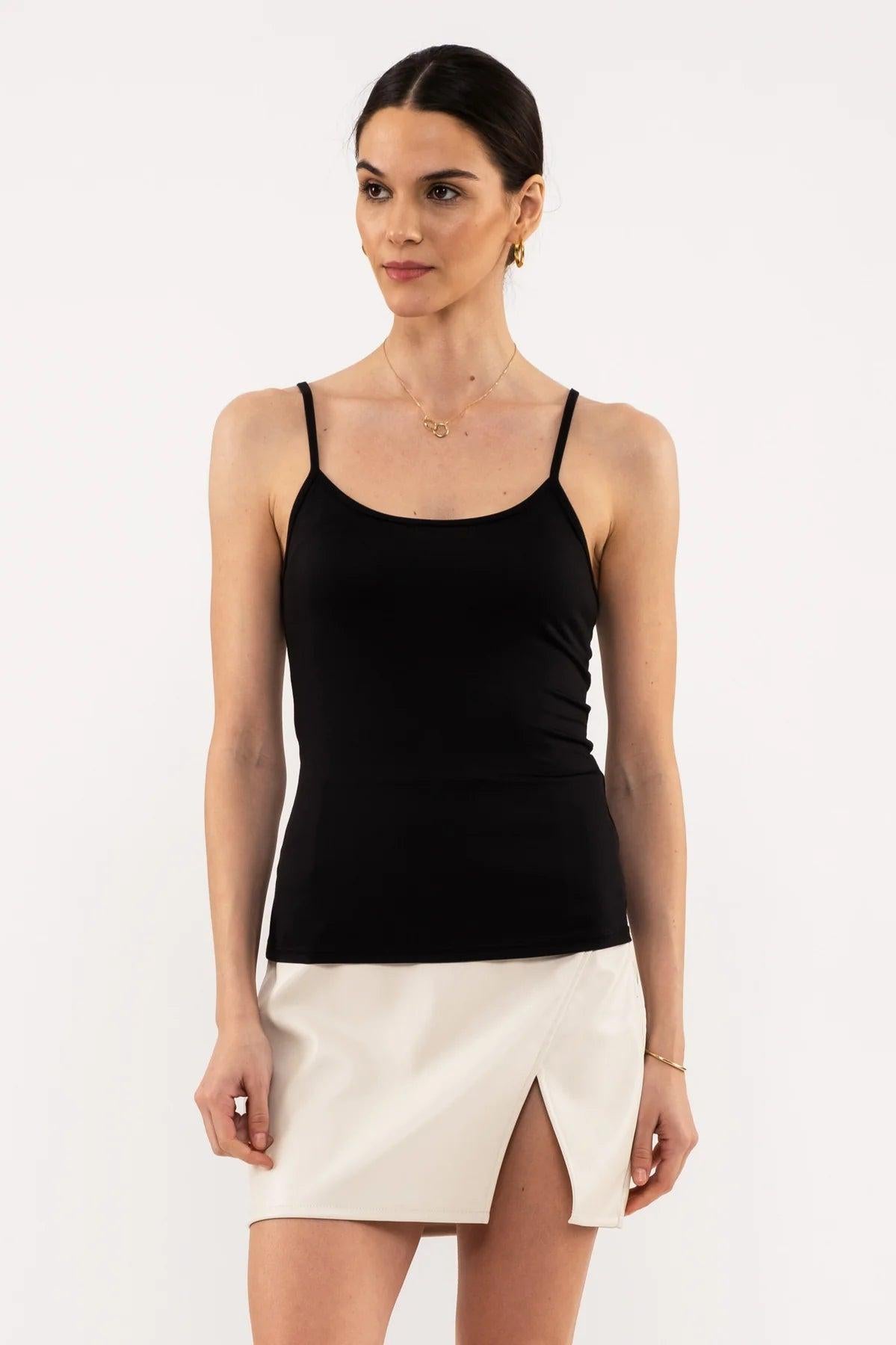 Blu pepper Solid Cami With Adjustable Straps In Black-Camis/Tanks-Blu Pepper-Deja Nu Boutique, Women's Fashion Boutique in Lampasas, Texas