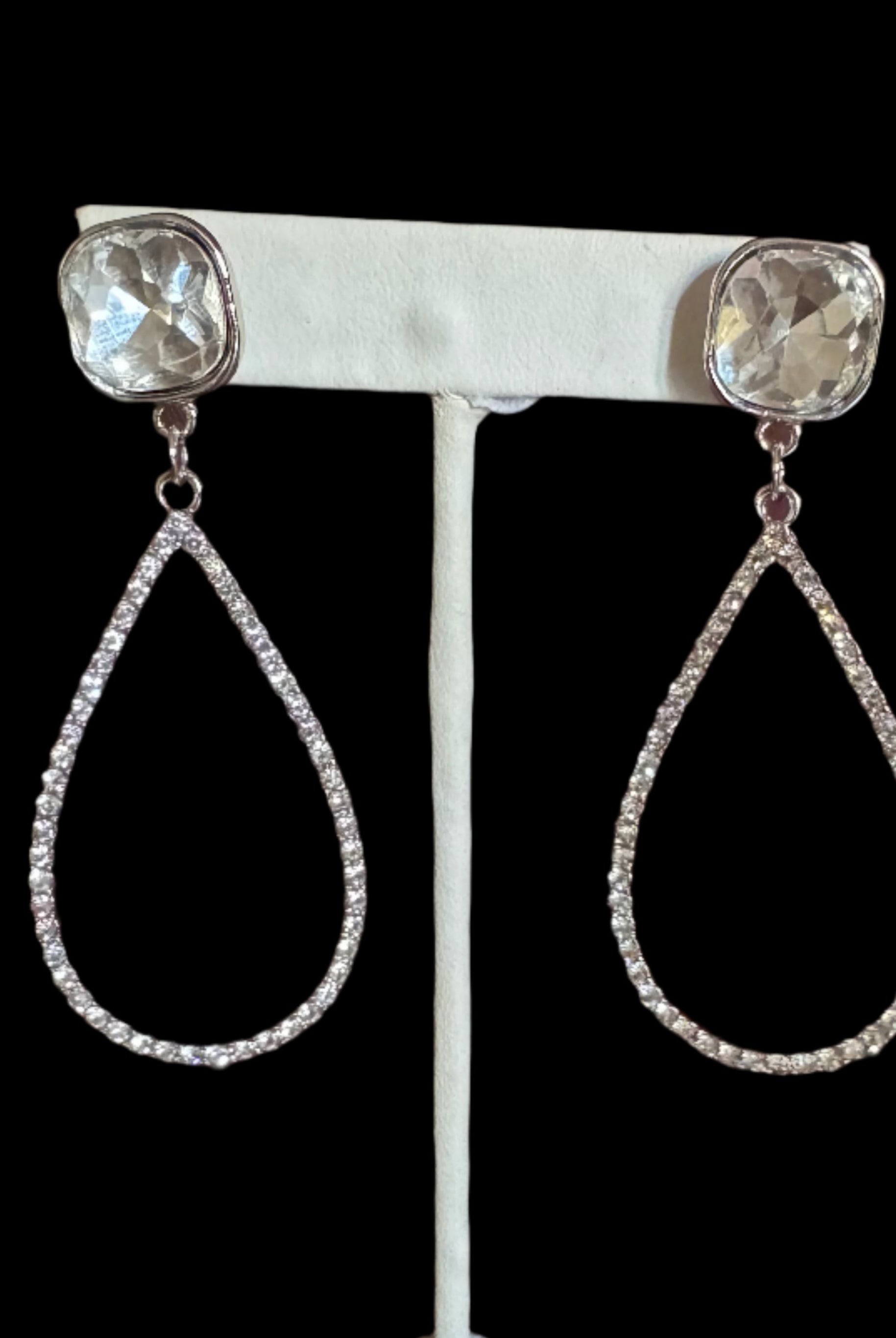 Bold Crystal Teardrop Earrings – Yellow or Silver | Statement Glam Sparkle-Earrings-Deja Nu Tx-Deja Nu Boutique, Women's Fashion Boutique in Lampasas, Texas