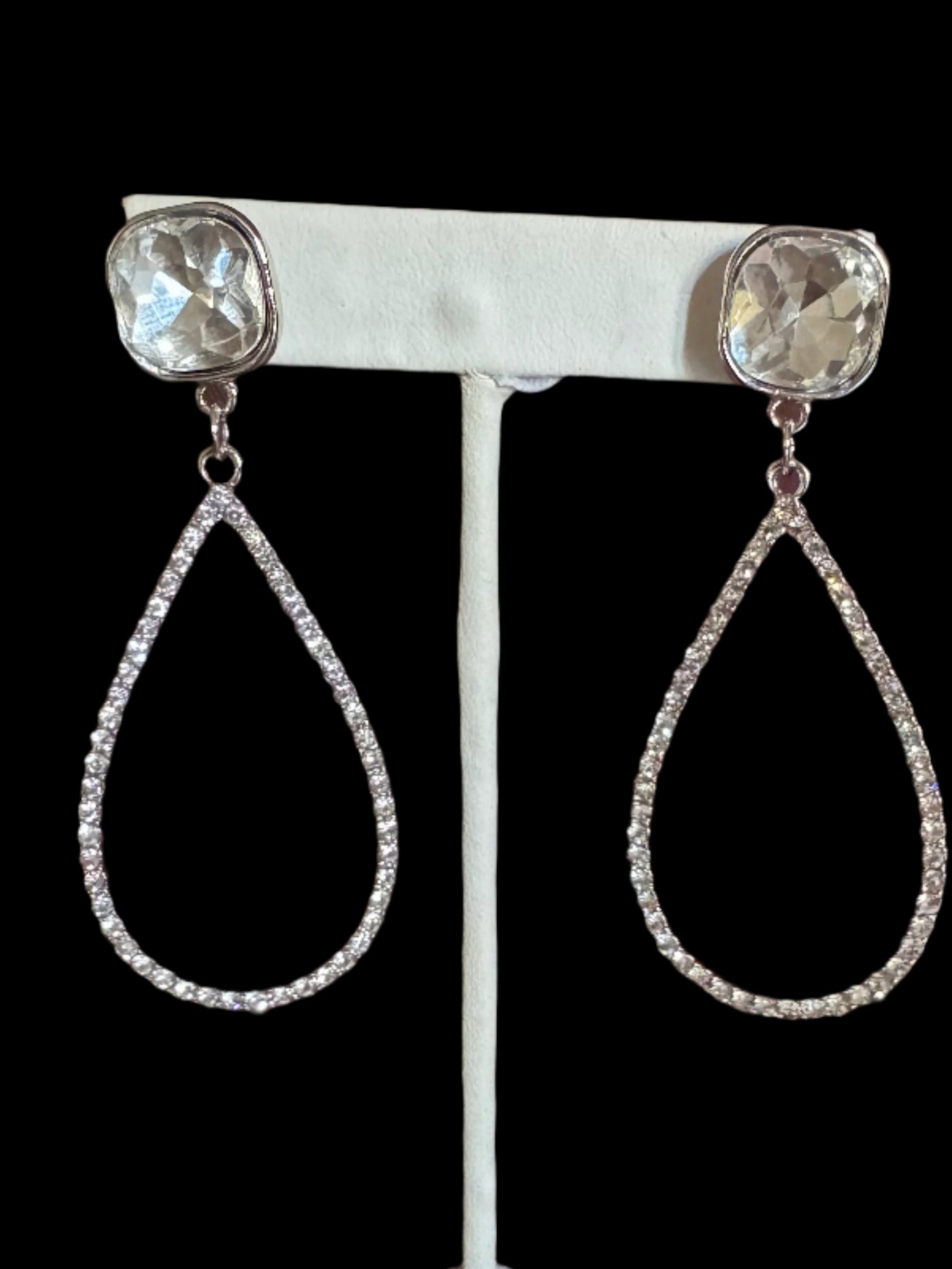 Bold Crystal Teardrop Earrings – Yellow or Silver | Statement Glam Sparkle-Earrings-Deja Nu Tx-Deja Nu Boutique, Women's Fashion Boutique in Lampasas, Texas