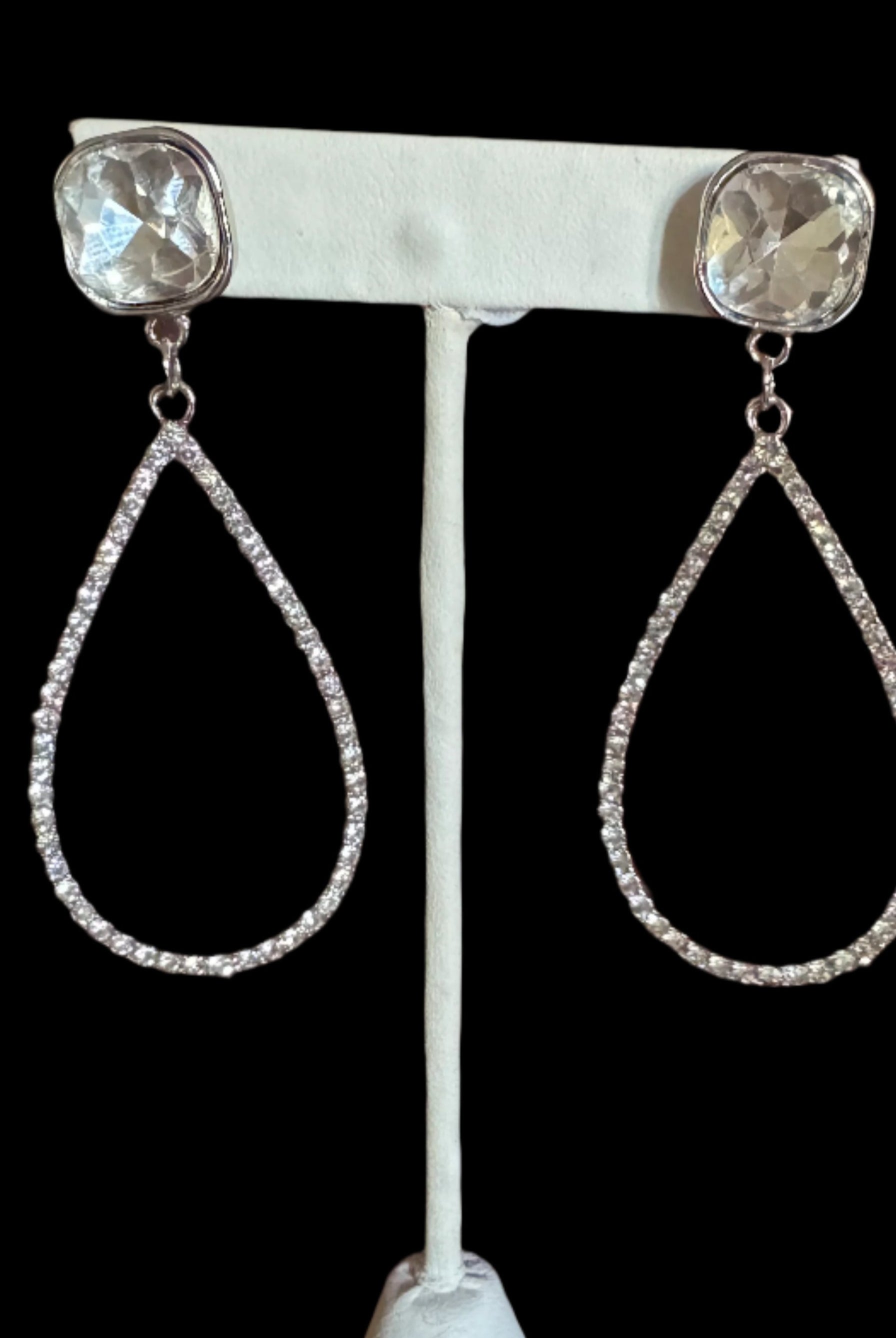 Bold Crystal Teardrop Earrings – Yellow or Silver | Statement Glam Sparkle-Earrings-Deja Nu Tx-Deja Nu Boutique, Women's Fashion Boutique in Lampasas, Texas