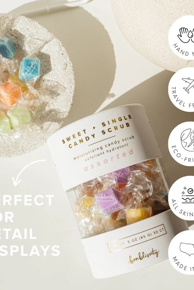 Bonblissity Assorted Sugar Cube Candy Scrub (30 pcs)-Sugar Scrub-Bonblissity-Deja Nu Boutique, Women's Fashion Boutique in Lampasas, Texas