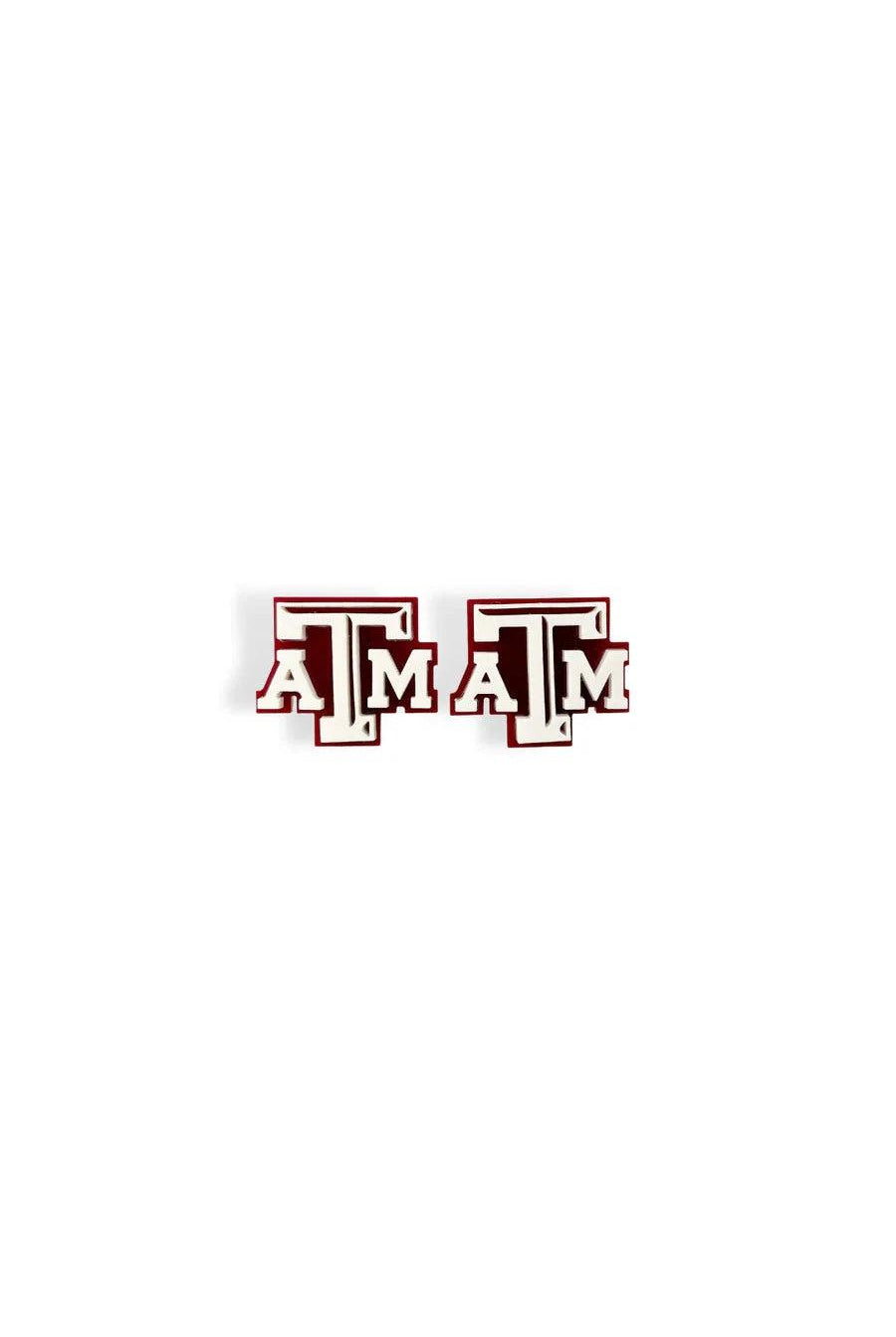 Brianna Cannon White Texas A&M Logo Studs-Earrings-Brianna Cannon-Deja Nu Boutique, Women's Fashion Boutique in Lampasas, Texas