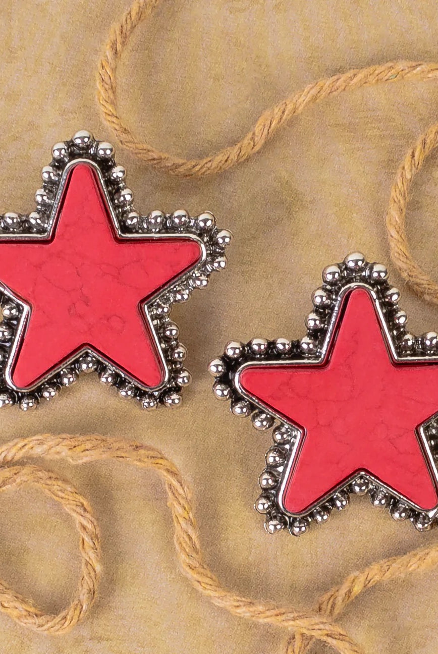 Bright Star Post Earrings In Red Or Turquoise-Earrings-Deja Nu Tx-Deja Nu Boutique, Women's Fashion Boutique in Lampasas, Texas