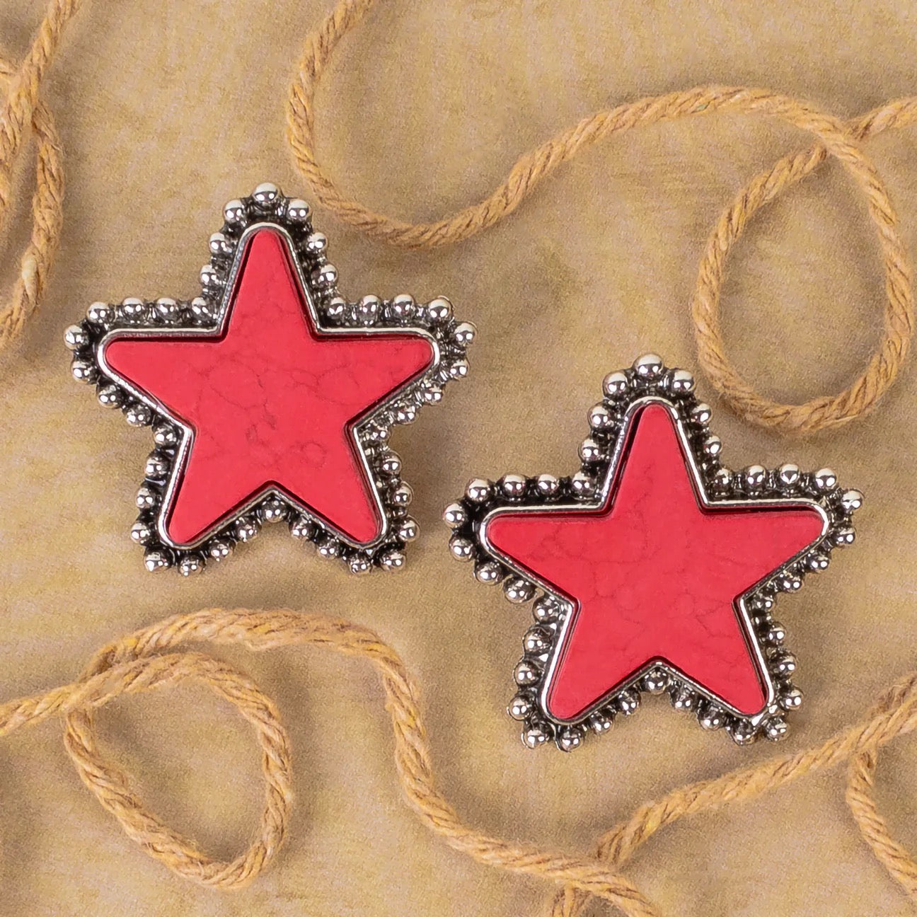 Bright Star Post Earrings In Red Or Turquoise-Earrings-Deja Nu Tx-Deja Nu Boutique, Women's Fashion Boutique in Lampasas, Texas
