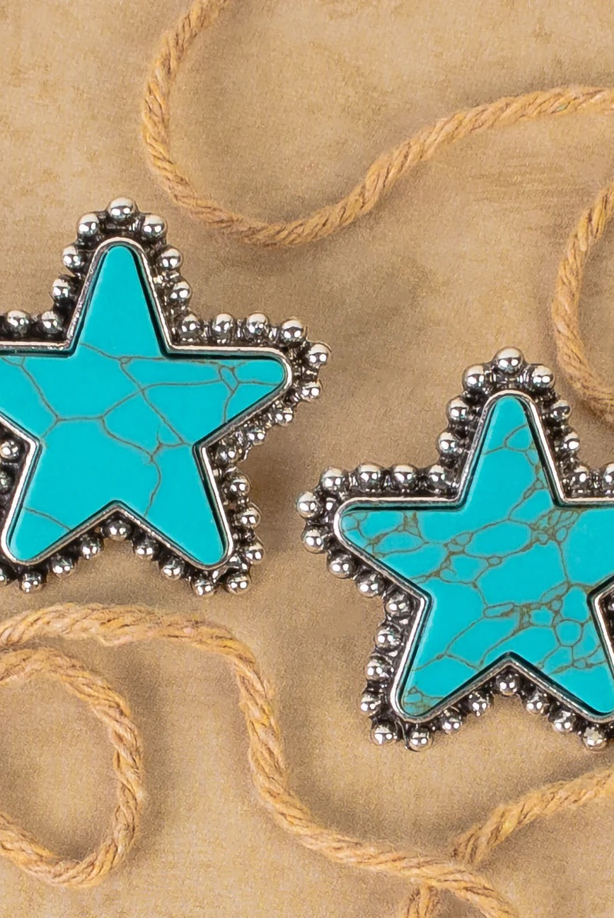 Bright Star Post Earrings In Red Or Turquoise-Earrings-Deja Nu Tx-Deja Nu Boutique, Women's Fashion Boutique in Lampasas, Texas