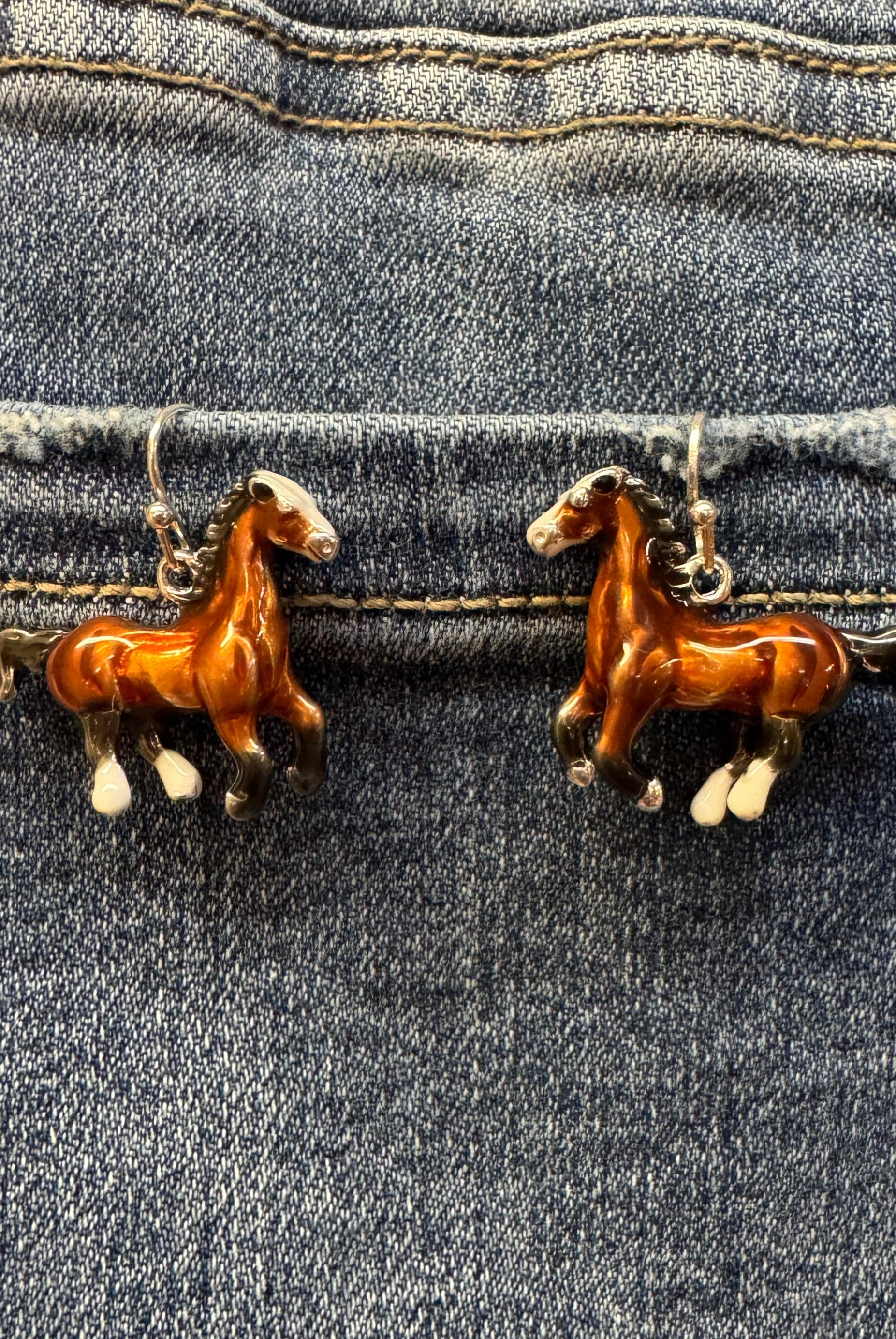 Brown Horse Dangle Earrings-Earrings-Deja Nu Tx-Deja Nu Boutique, Women's Fashion Boutique in Lampasas, Texas