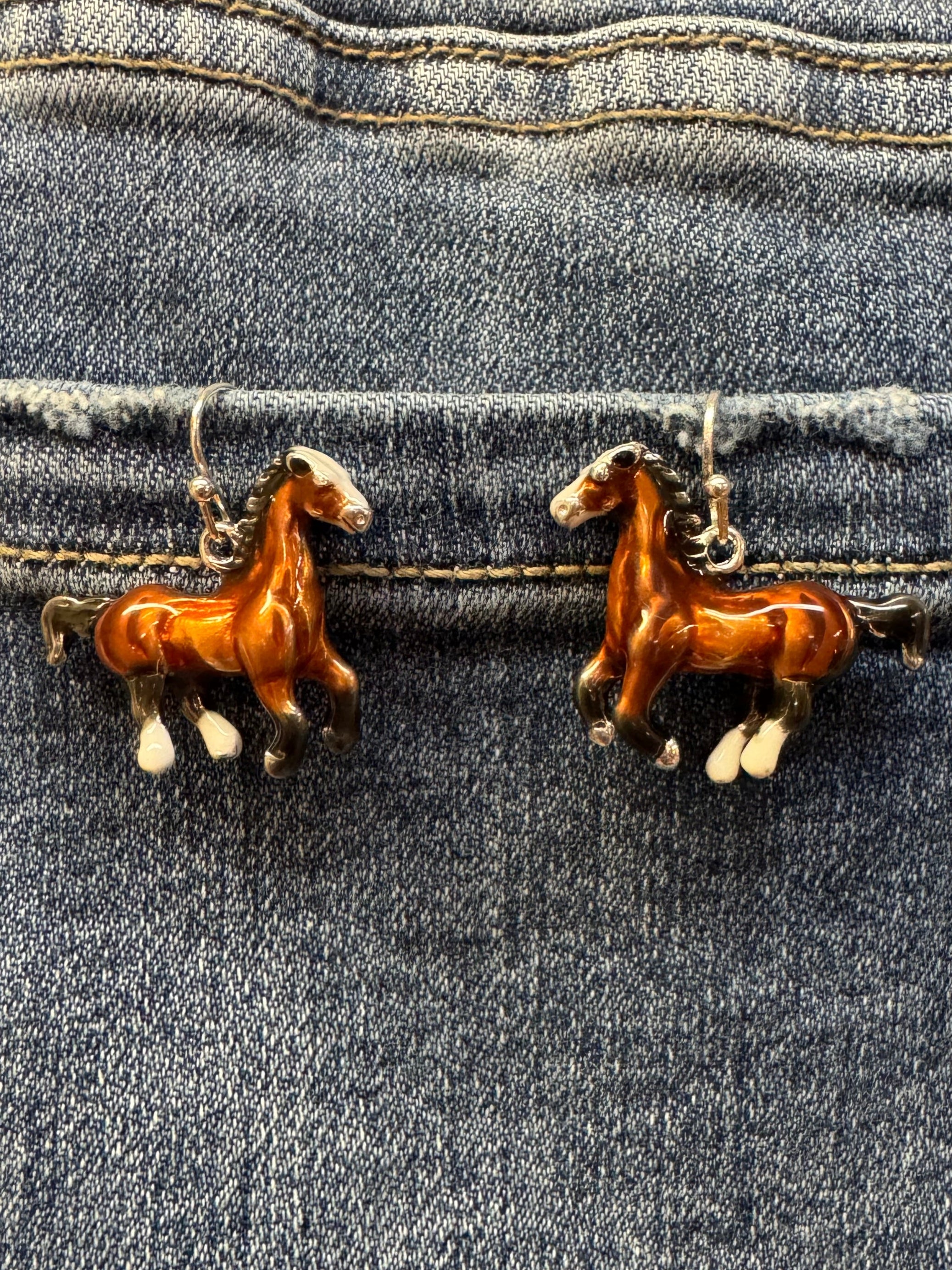 Brown Horse Dangle Earrings-Earrings-Deja Nu Tx-Deja Nu Boutique, Women's Fashion Boutique in Lampasas, Texas