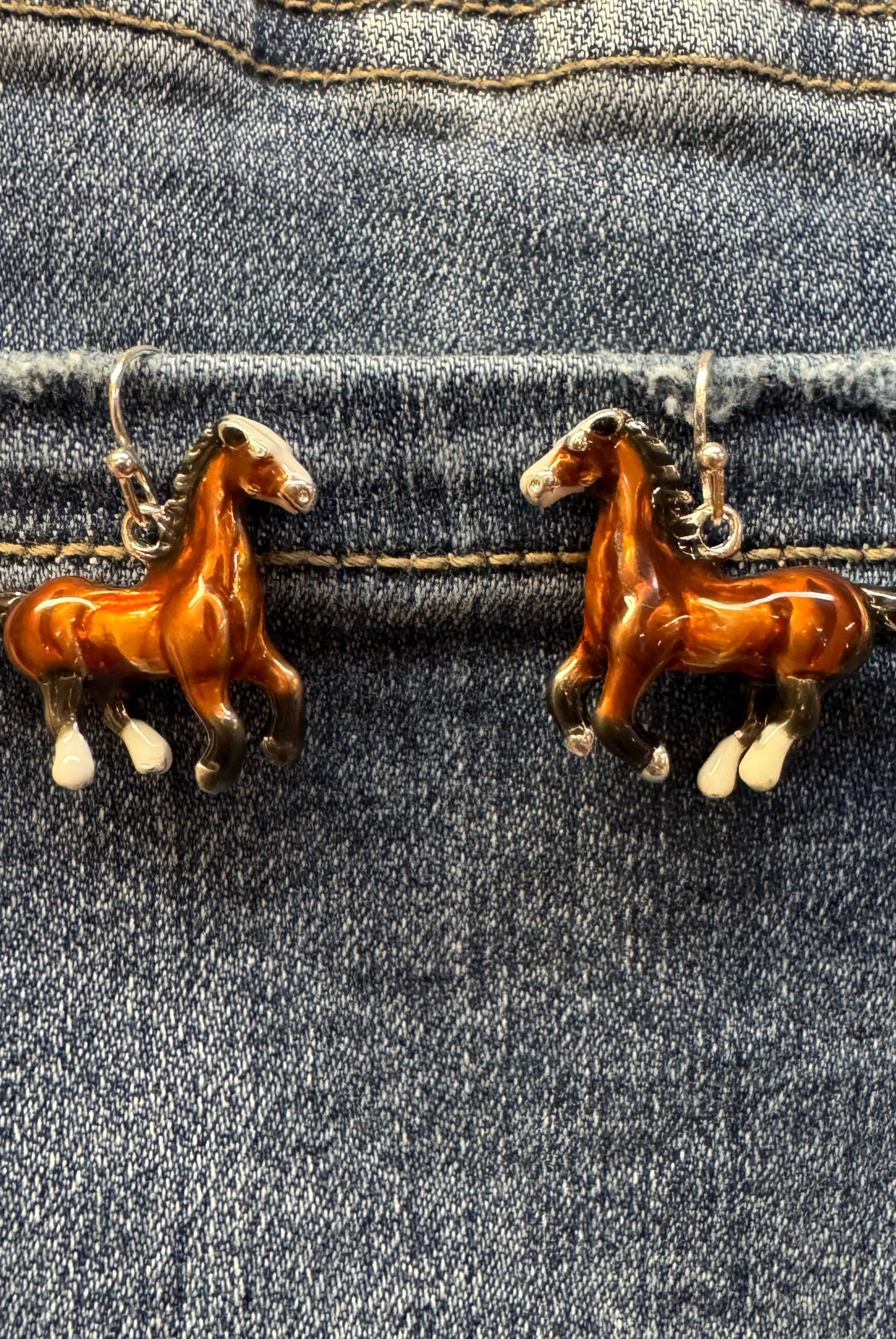 Brown Horse Dangle Earrings-Earrings-Deja Nu Tx-Deja Nu Boutique, Women's Fashion Boutique in Lampasas, Texas