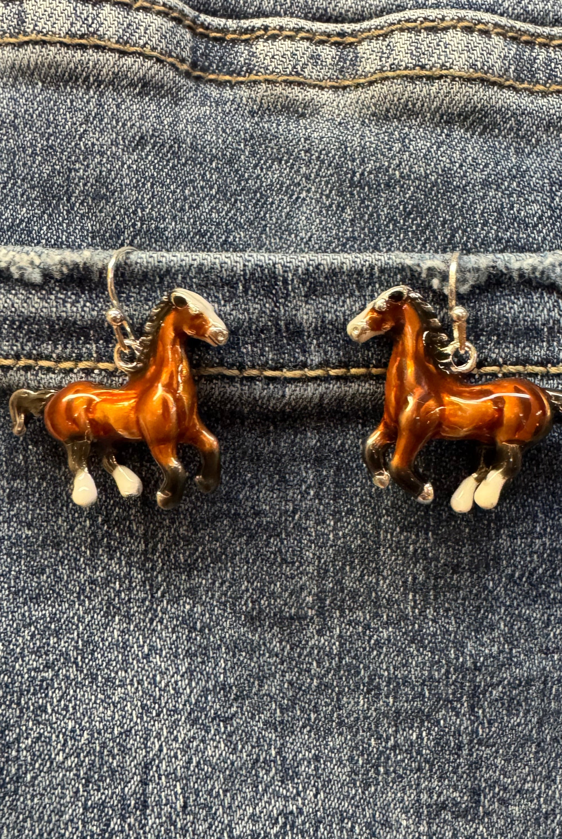 Brown Horse Dangle Earrings-Earrings-Deja Nu Tx-Deja Nu Boutique, Women's Fashion Boutique in Lampasas, Texas