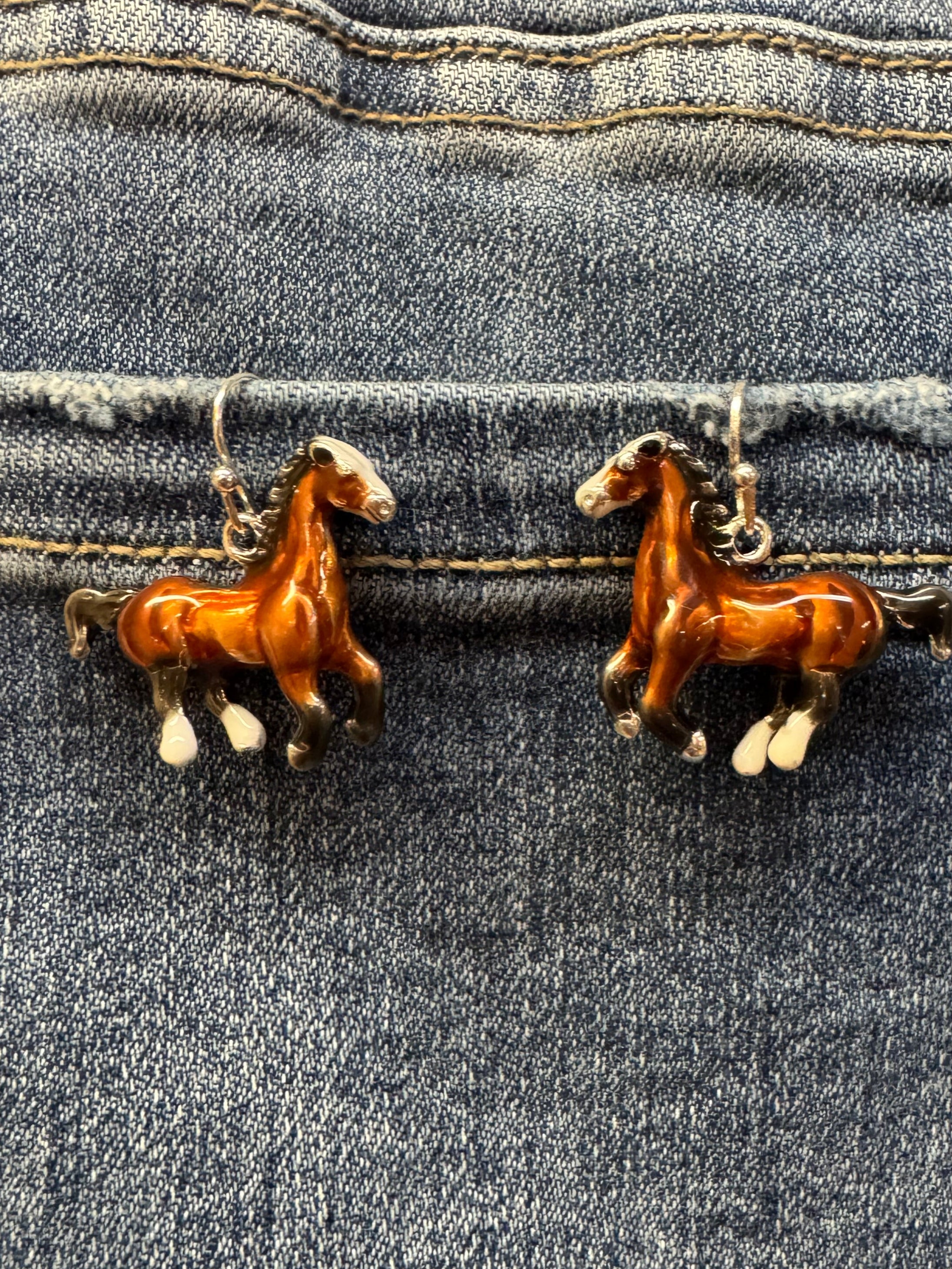 Brown Horse Dangle Earrings-Earrings-Deja Nu Tx-Deja Nu Boutique, Women's Fashion Boutique in Lampasas, Texas