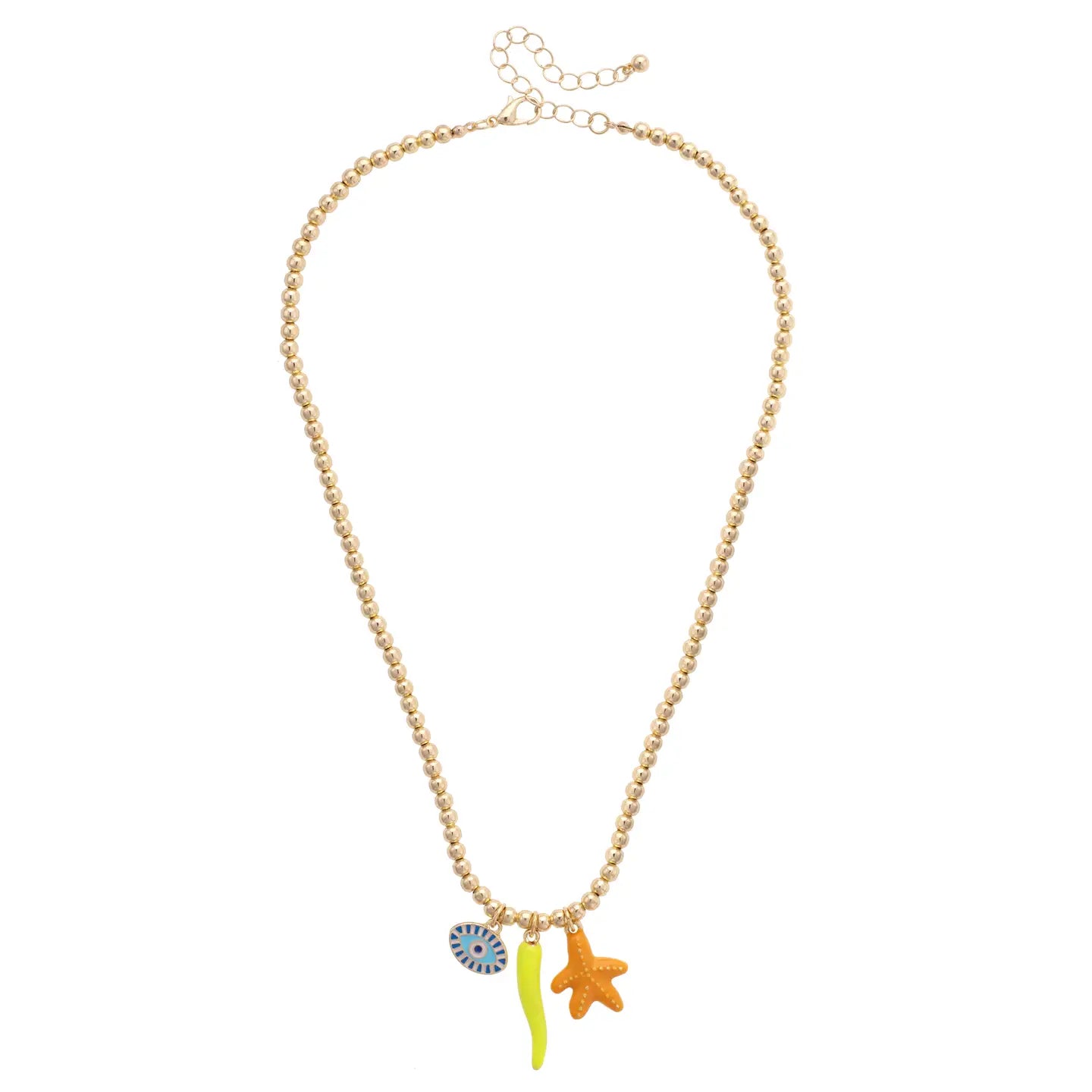 Canvas Style Aegean Sea Ball Bead Necklace – Shiny Gold-charm necklace-Canvas Style-Deja Nu Boutique, Women's Fashion Boutique in Lampasas, Texas