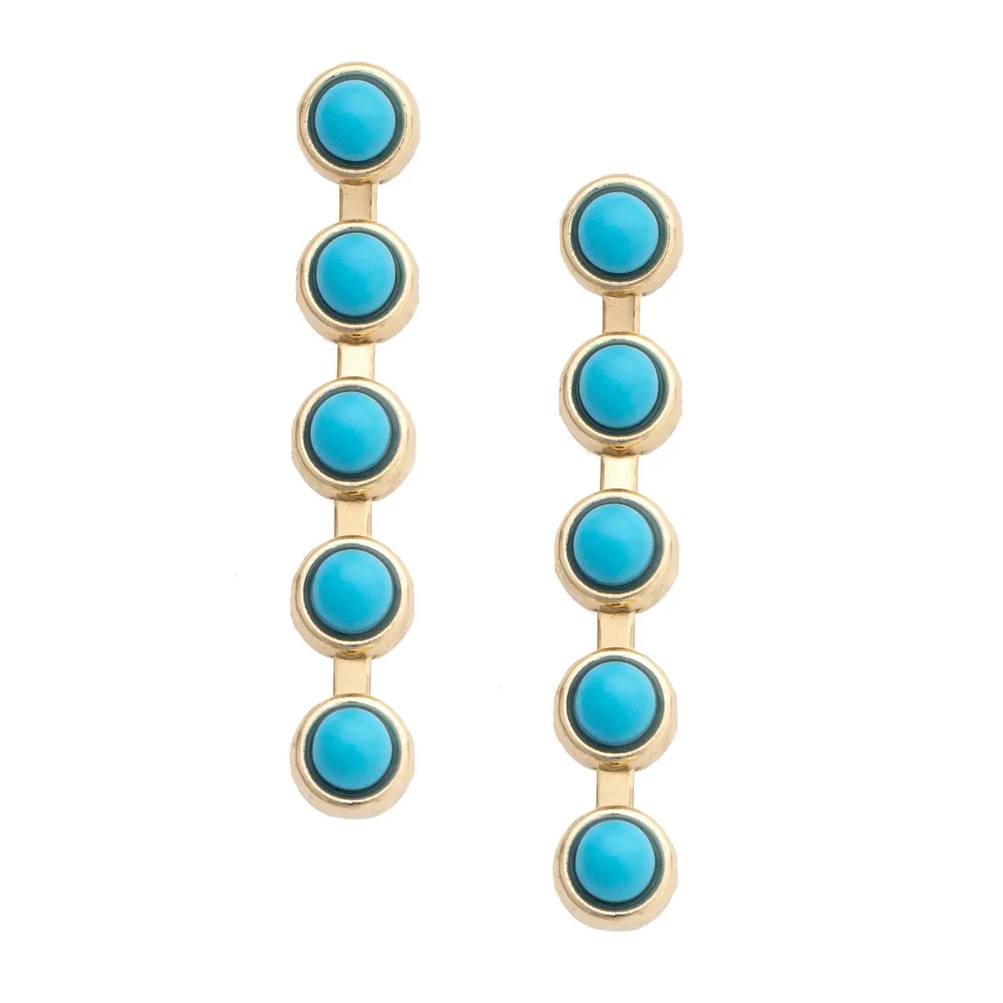 Canvas Style Albuquerque Linked Earrings in Turquoise-Earrings-Canvas Style-Deja Nu Boutique, Women's Fashion Boutique in Lampasas, Texas