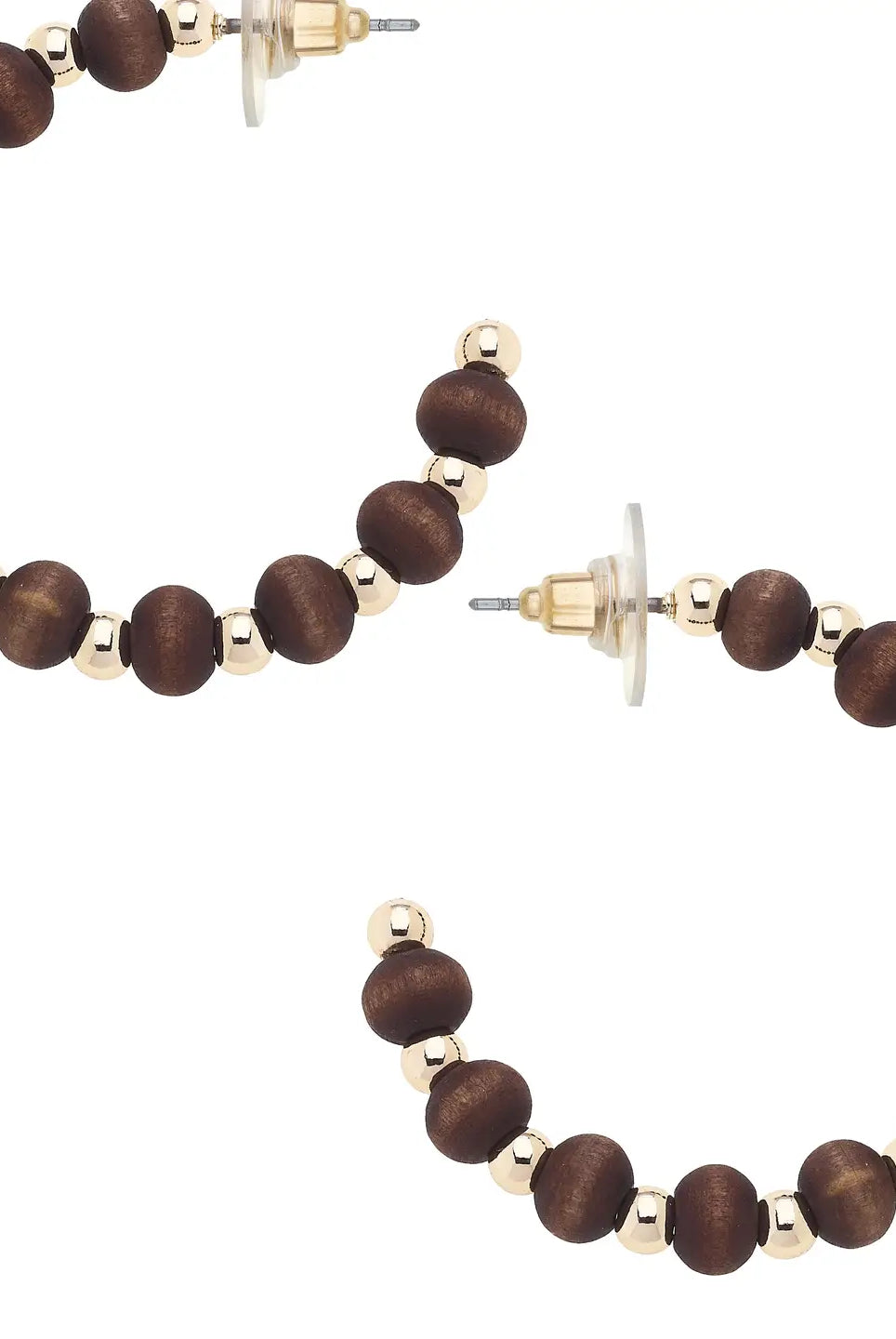 Canvas Style Aster Beaded Wood Hoop Earrings in Brown with 18K Gold Plating-Earrings-Canvas Style-Deja Nu Boutique, Women's Fashion Boutique in Lampasas, Texas